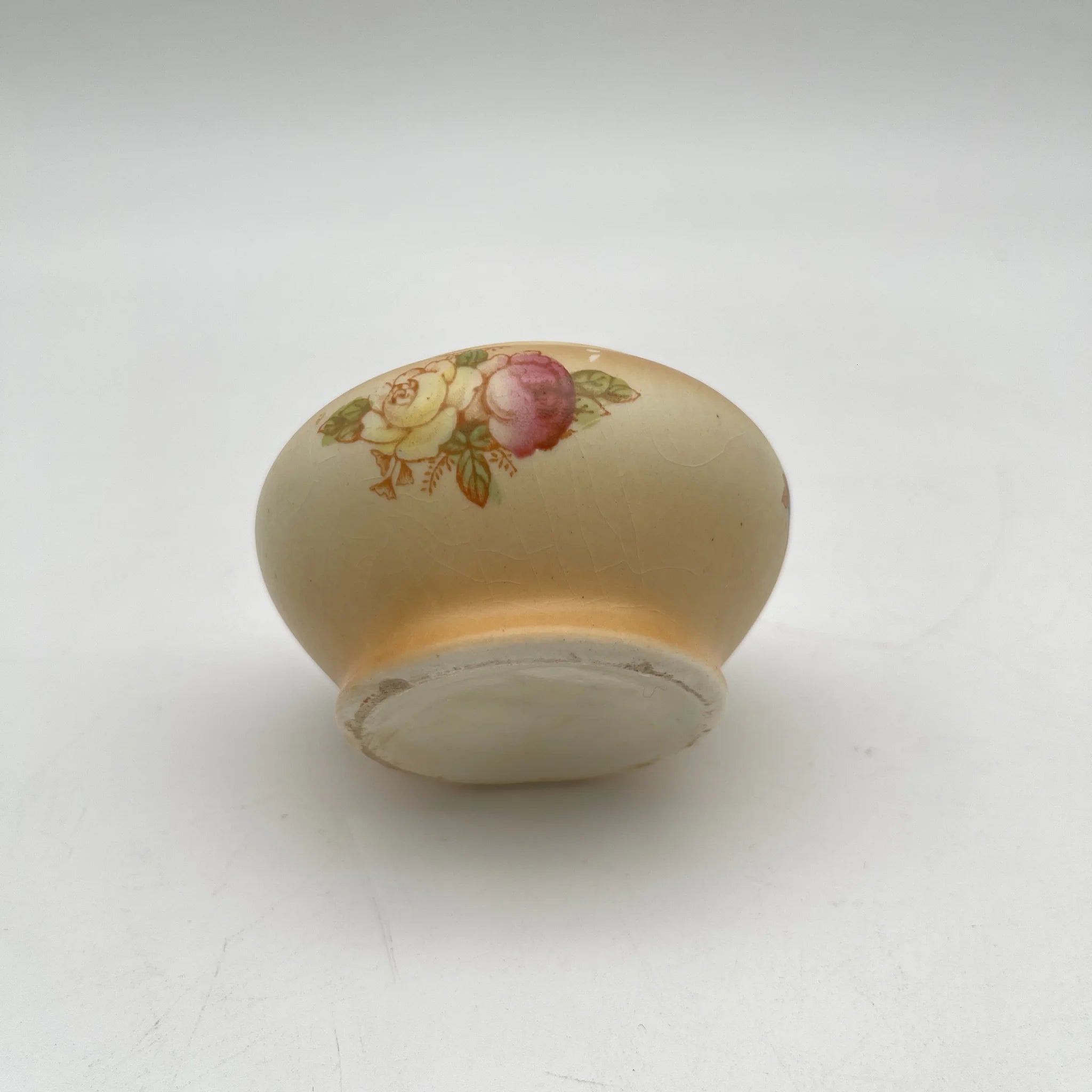 【古董】小罐/ Crown Devon / 1910-1920年代(推测)/陶器/英国/铜板转印,手工金彩
