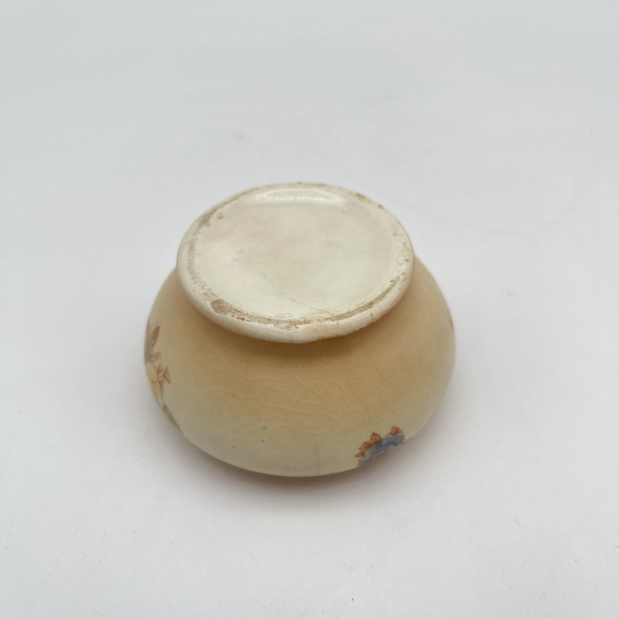 【古董】小罐/ Crown Devon / 1910-1920年代(推测)/陶器/英国/铜板转印,手工金彩
