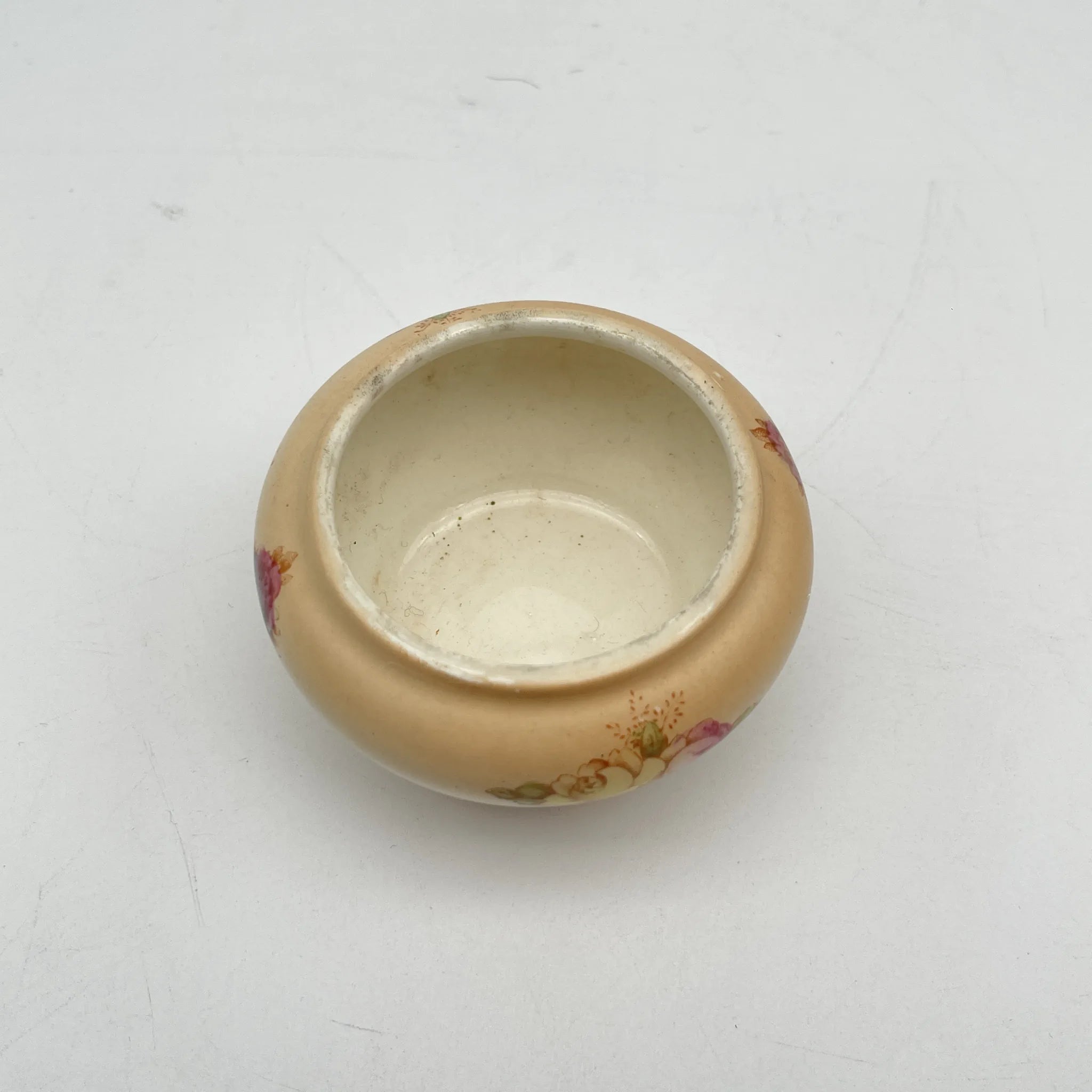 【古董】小罐/ Crown Devon / 1910-1920年代(推测)/陶器/英国/铜板转印,手工金彩
