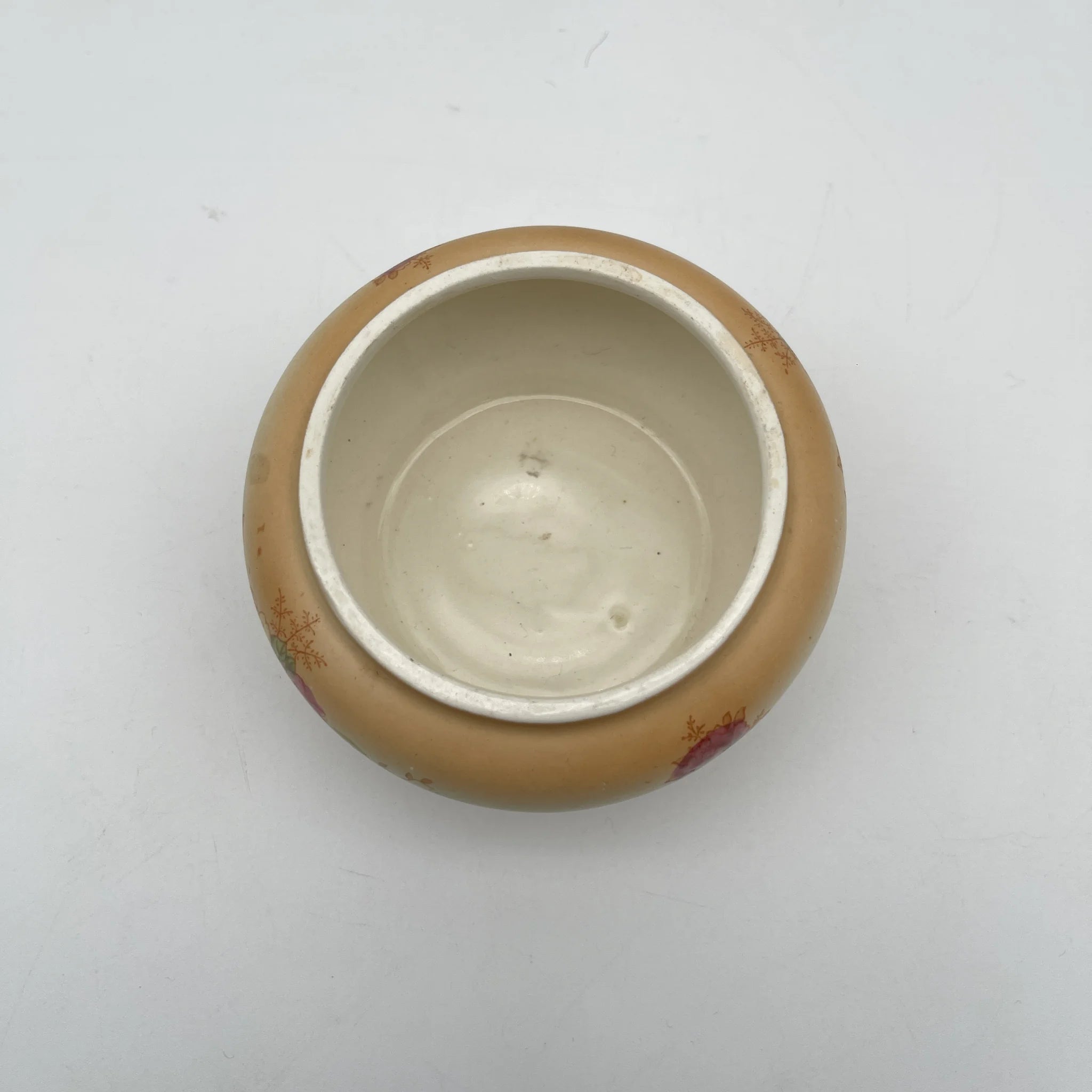 【古董】茶壶(小盒,无盖)/ Crown Devon / 1910-1920年代(推测)/陶器/英国/铜板转印,手工金彩