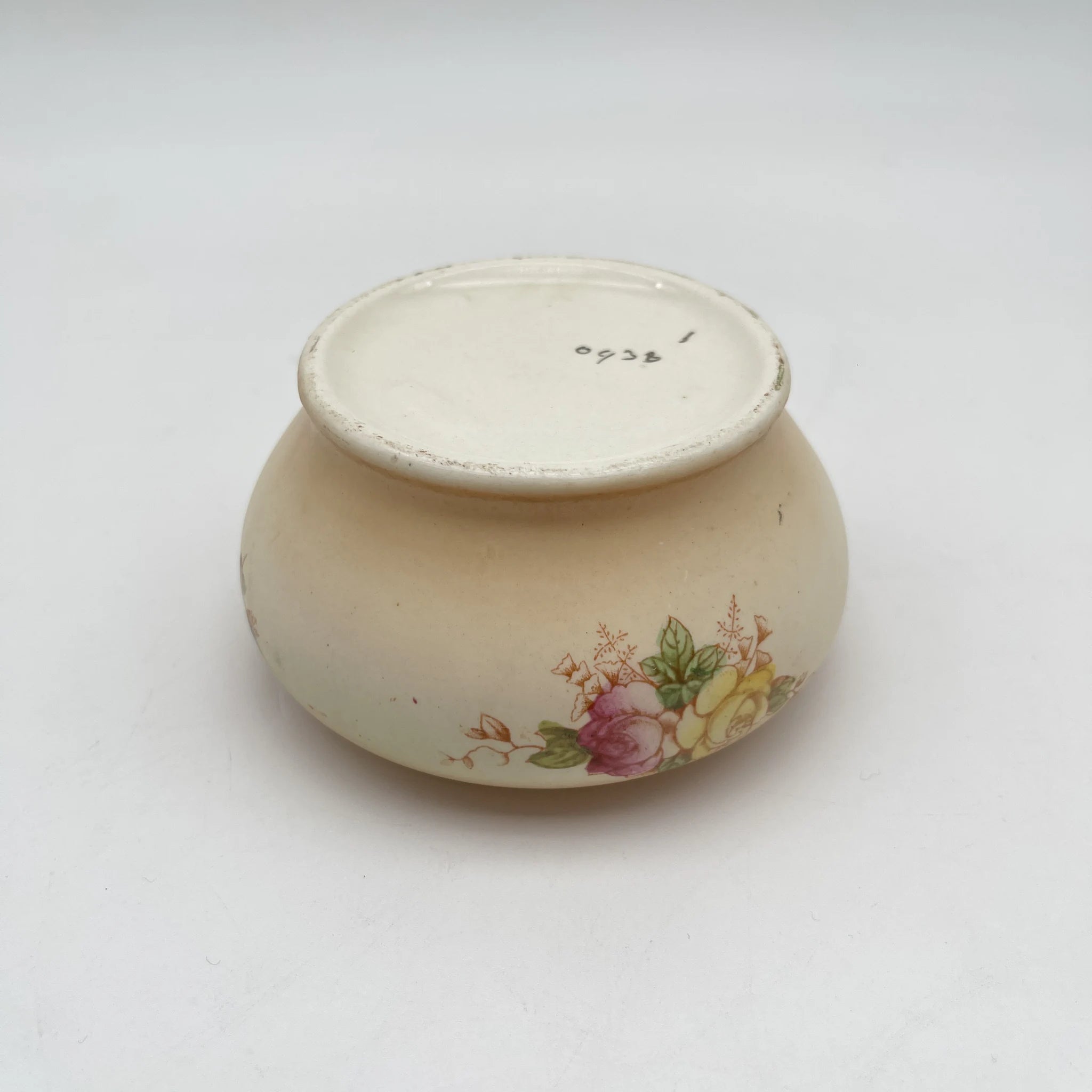 【古董】茶壶(小盒,无盖)/ Crown Devon / 1910-1920年代(推测)/陶器/英国/铜板转印,手工金彩