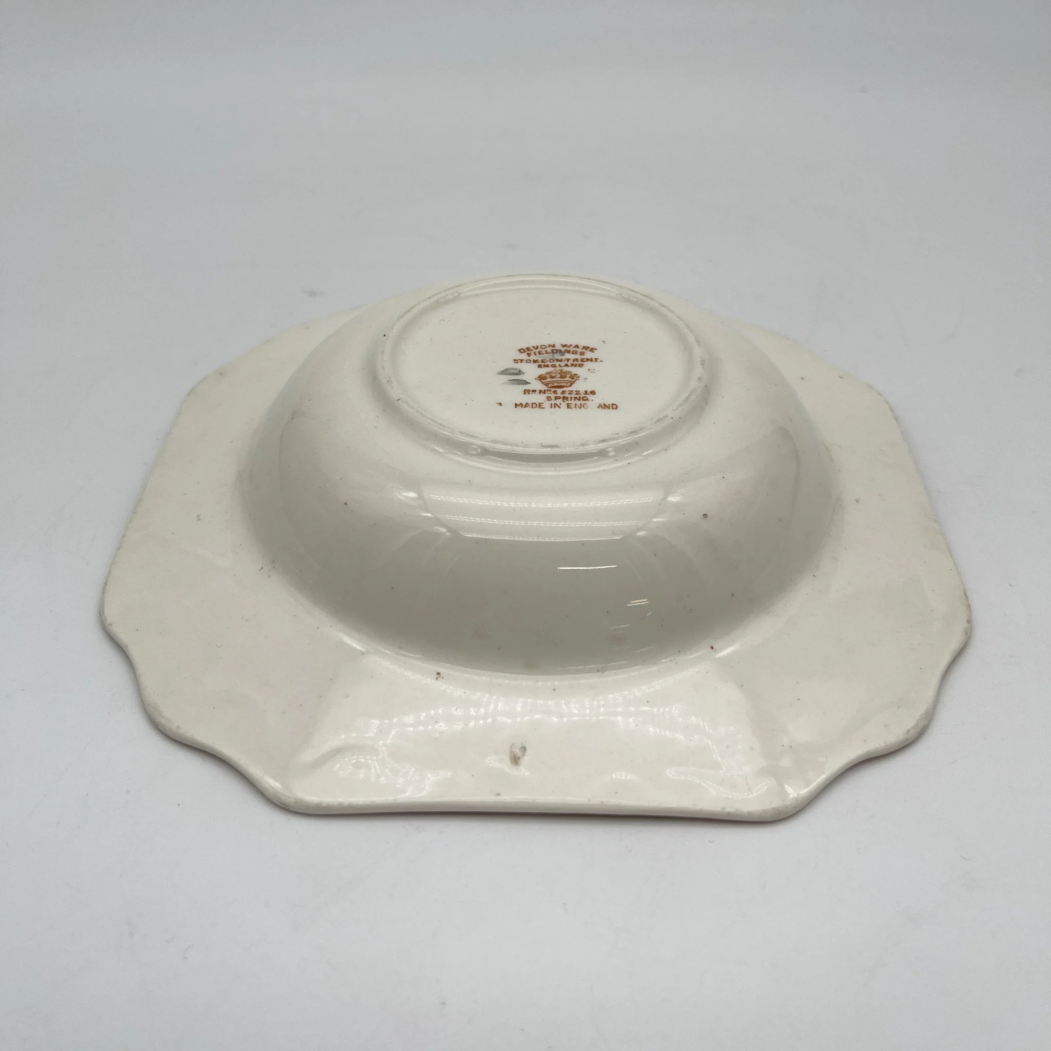 【复古】汤盘(深盘)/ Crown Devon / 1930年代(推测)/陶器/英国/铜板转印,手工彩色金彩