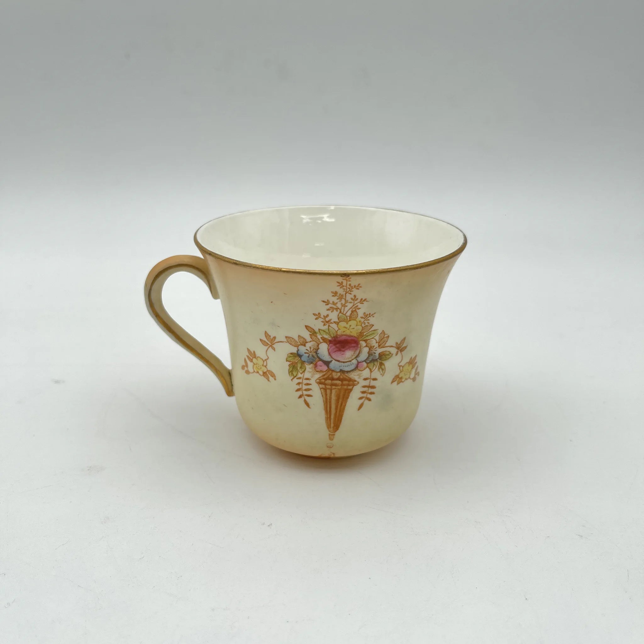 【古董】茶杯/ Crown Devon / Spring / 1910年代/陶器/英国/铜板转印,手工彩色金彩