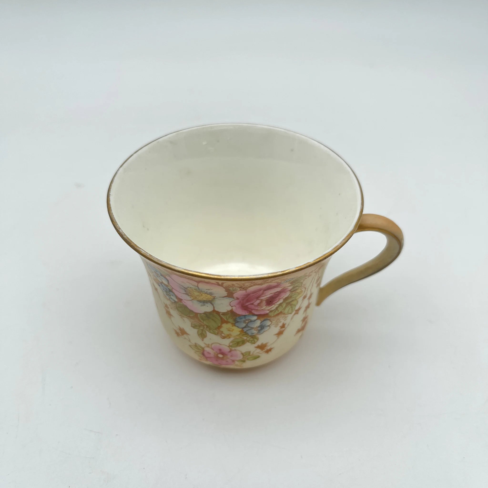 【古董】茶杯/ Crown Devon / Spring / 1910年代/陶器/英国/铜板转印,手工彩色金彩