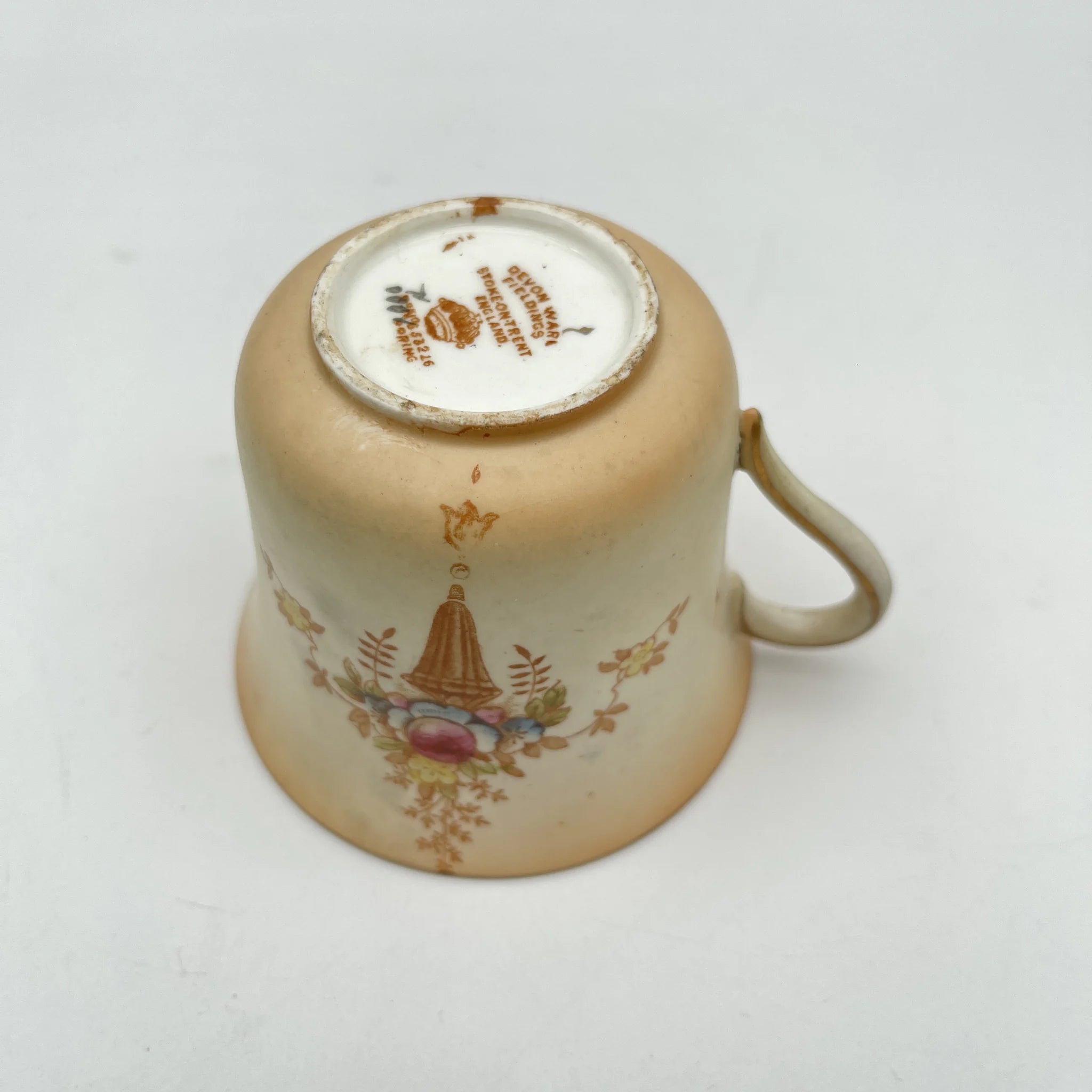 【古董】茶杯/ Crown Devon / Spring / 1910年代/陶器/英国/铜板转印,手工彩色金彩