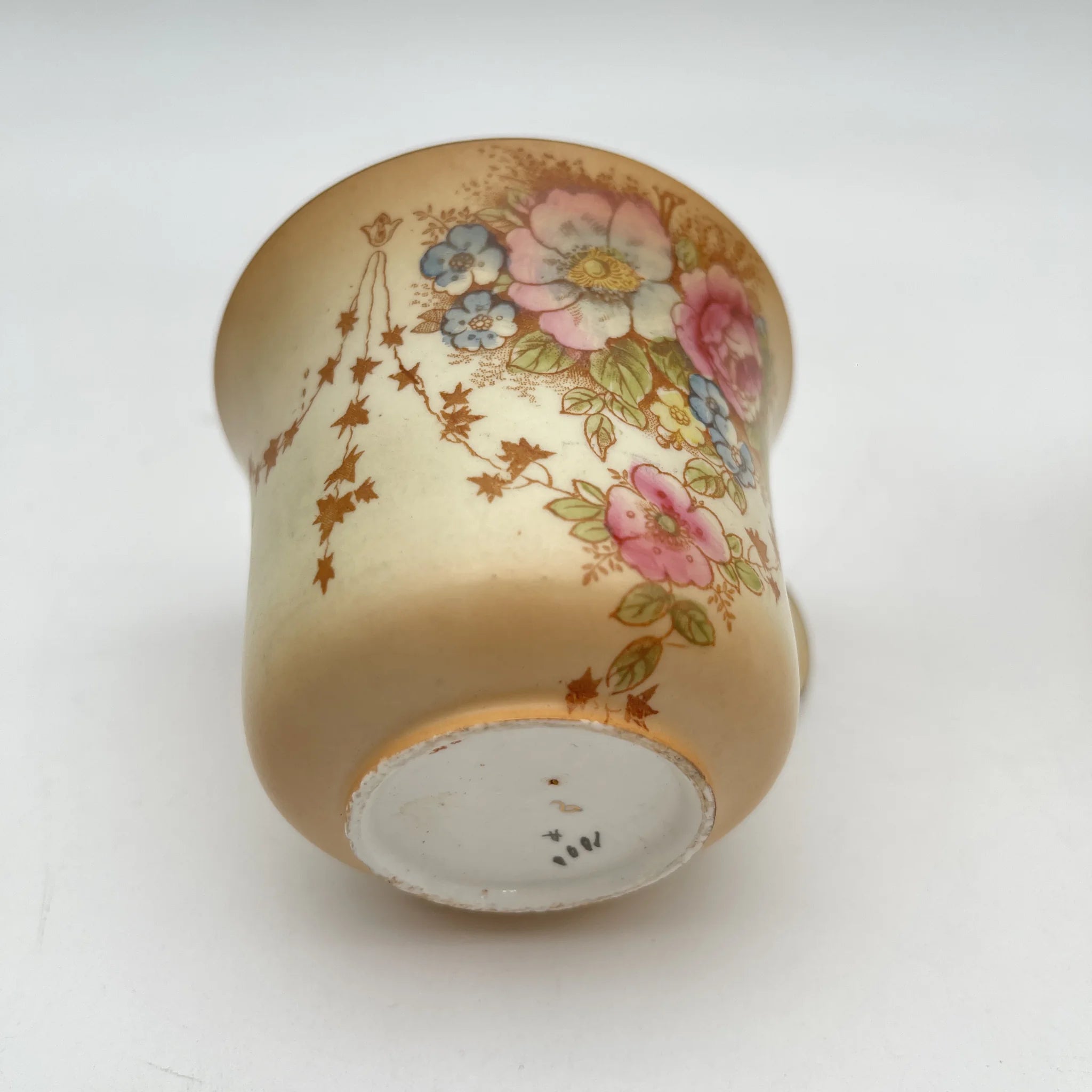 【アンティーク】 ティーカップ2P / Crown Devon (クラウンデボン) / Spring / 1910-1920年代 (推定) / 陶器 / イギリス / 銅板転写, 手彩色 金彩