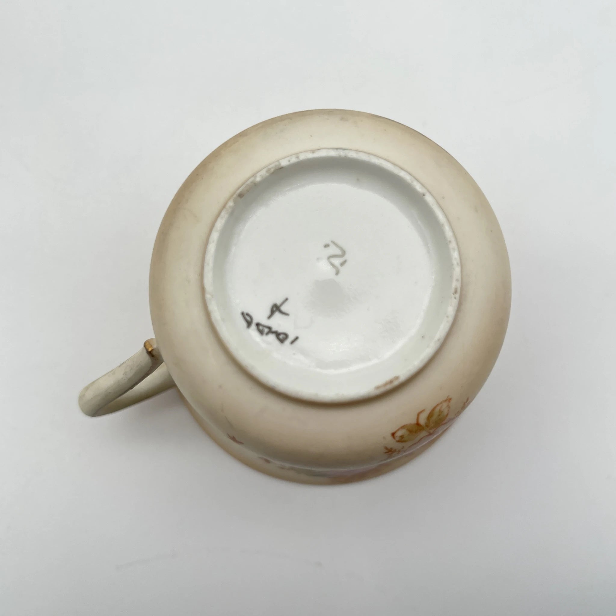 【アンティーク】 ティーカップ2P / Crown Devon (クラウンデボン) / Spring / 1910-1920年代 (推定) / 陶器 / イギリス / 銅板転写, 手彩色 金彩