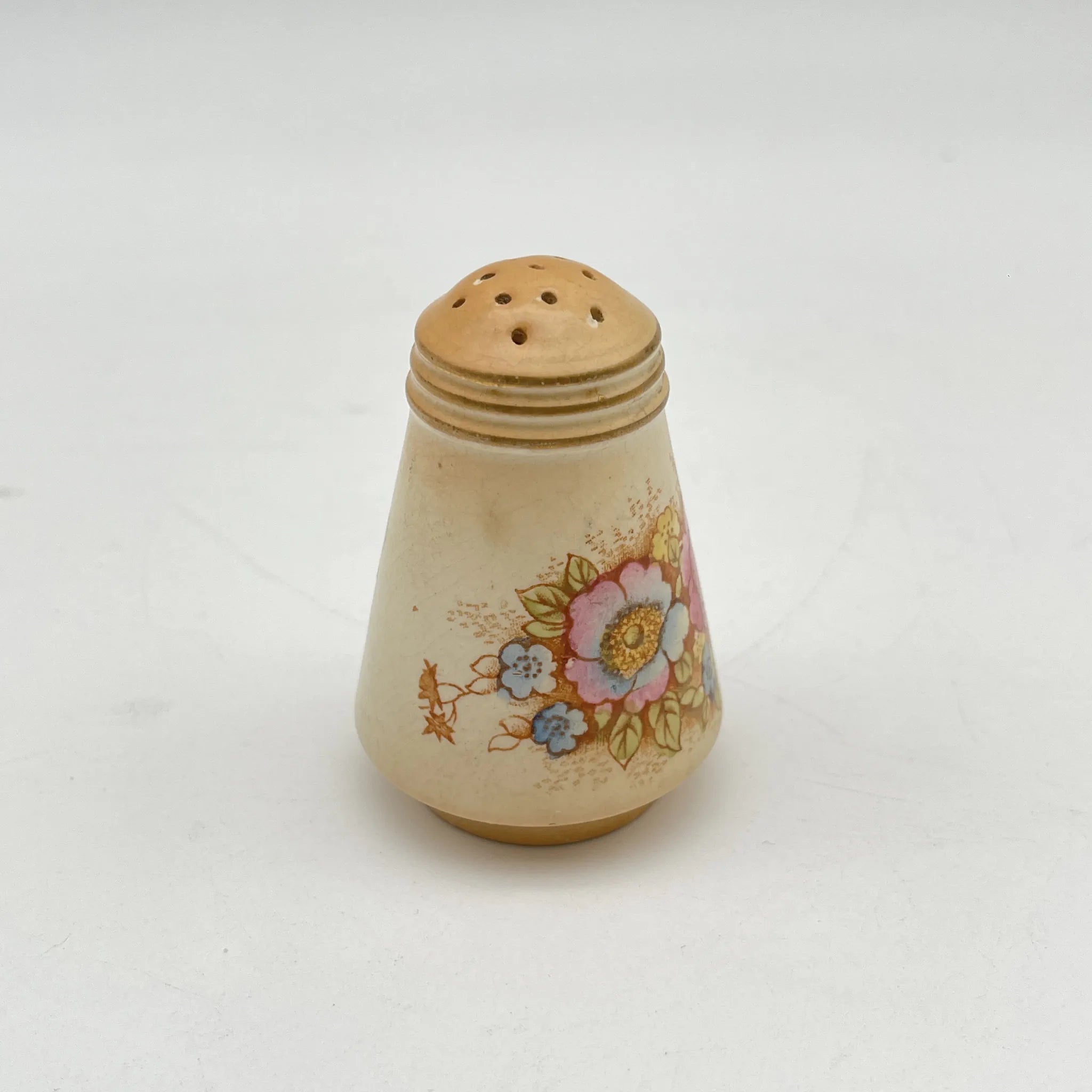 【アンティーク】 調味料入れ3P+スタンド付 / Crown Devon (クラウンデボン) / Spring / 1910-1920年代 / 陶器 / イギリス / ソルトシェーカー, ペッパーポット, マスタードポット