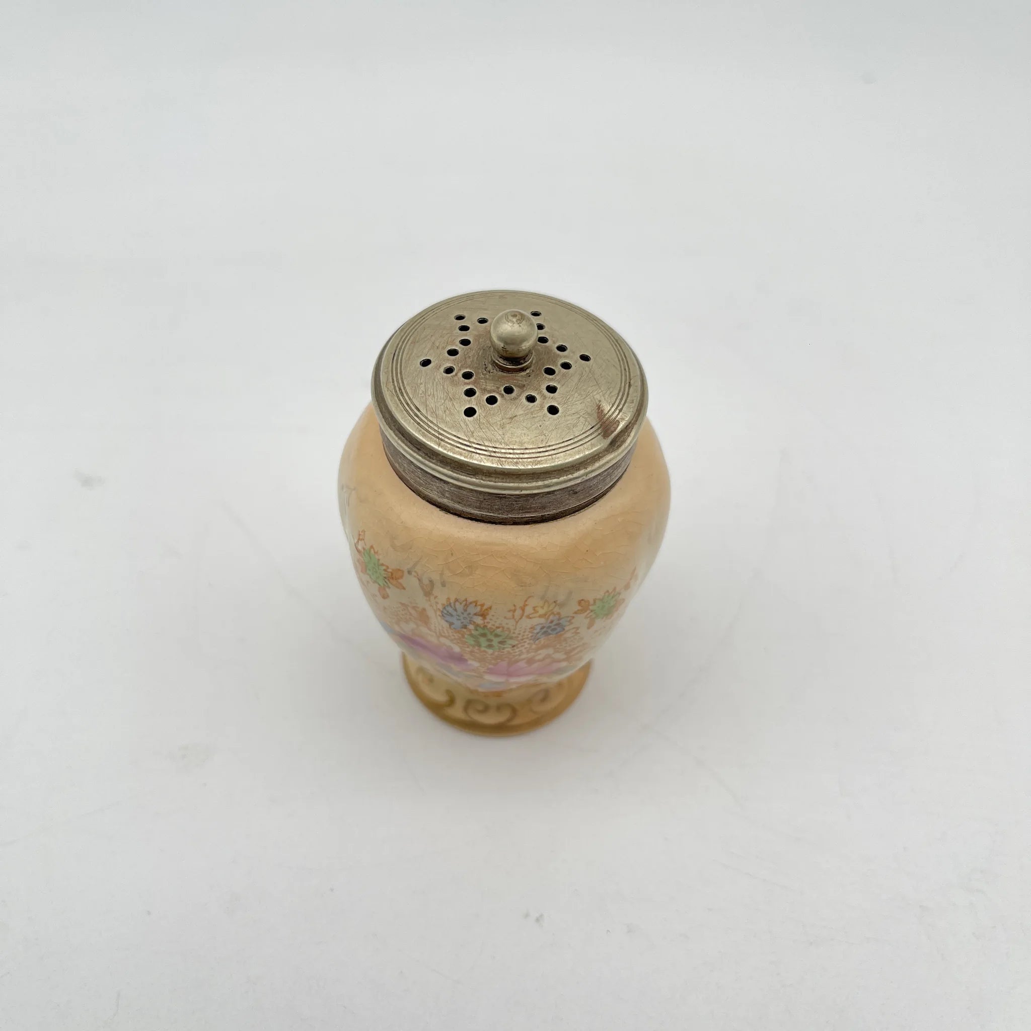 【アンティーク】 調味料入れ3P+スタンド付 / Crown Devon (クラウンデボン) / Spring / 1910-1920年代 / 陶器 / イギリス / ソルトシェーカー, ペッパーポット, マスタードポット