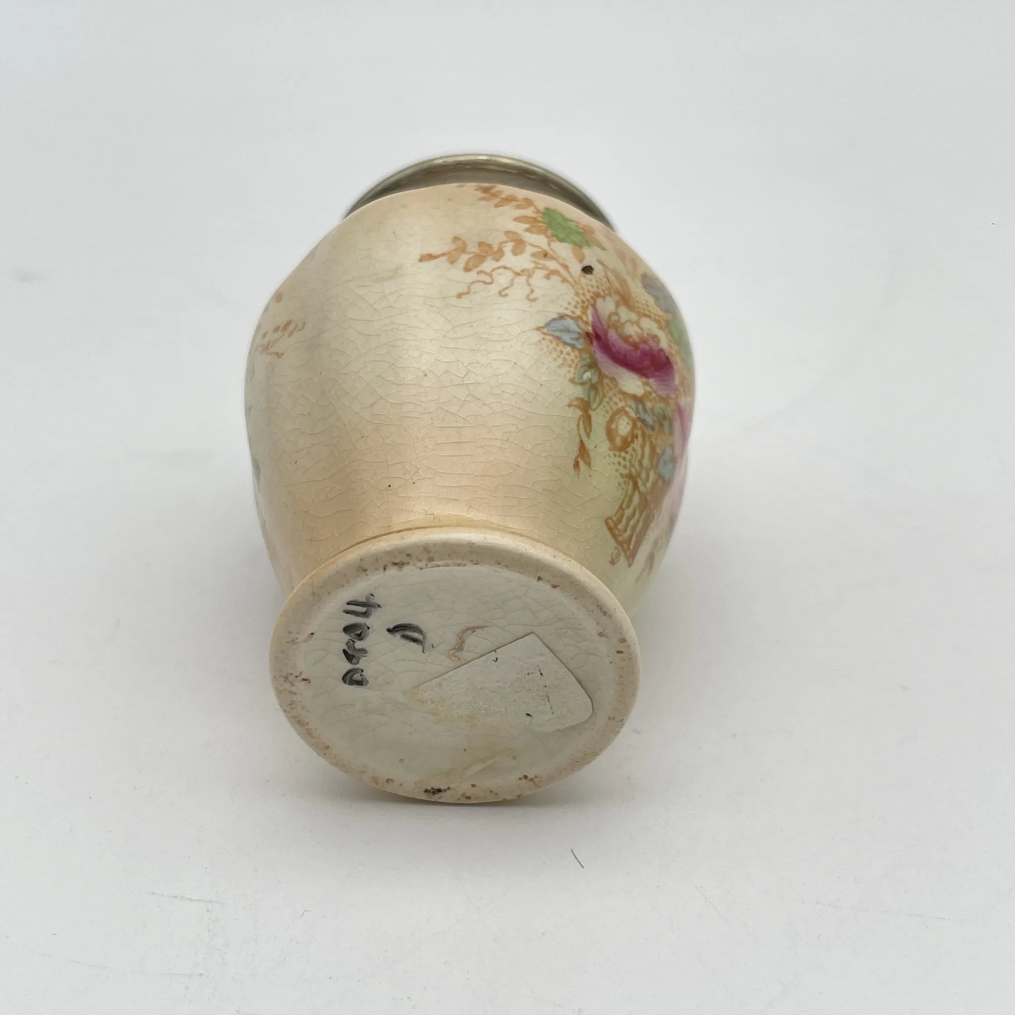 【アンティーク】 調味料入れ3P+スタンド付 / Crown Devon (クラウンデボン) / Spring / 1910-1920年代 / 陶器 / イギリス / ソルトシェーカー, ペッパーポット, マスタードポット