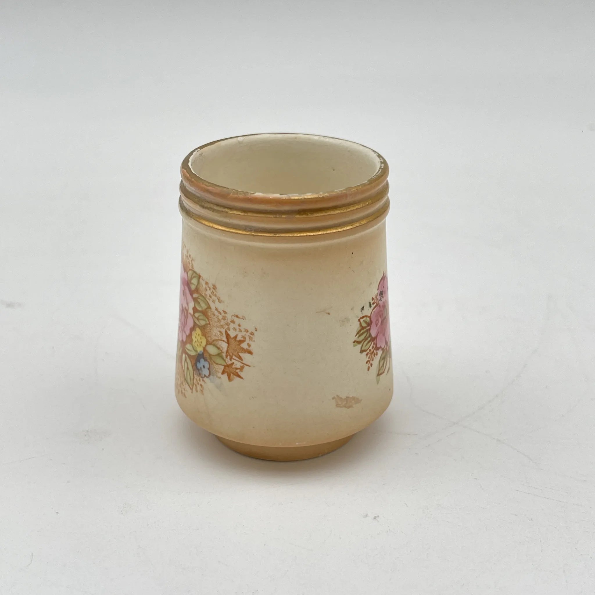 【アンティーク】 調味料入れ3P+スタンド付 / Crown Devon (クラウンデボン) / Spring / 1910-1920年代 / 陶器 / イギリス / ソルトシェーカー, ペッパーポット, マスタードポット