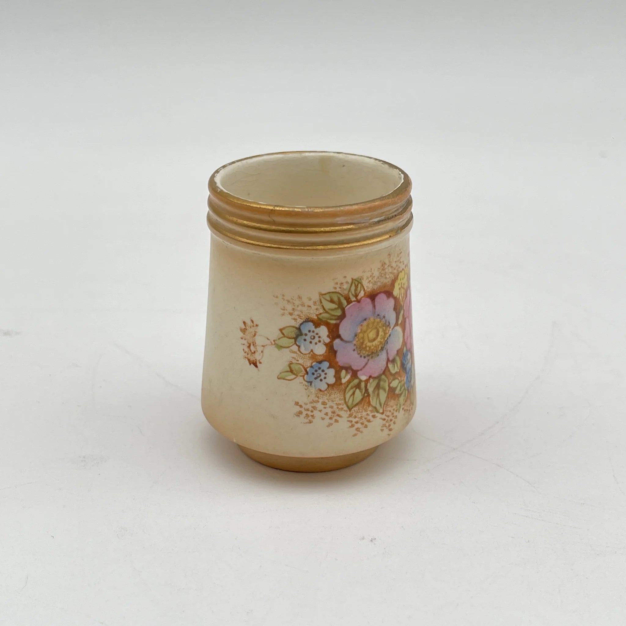 【アンティーク】 調味料入れ3P+スタンド付 / Crown Devon (クラウンデボン) / Spring / 1910-1920年代 / 陶器 / イギリス / ソルトシェーカー, ペッパーポット, マスタードポット