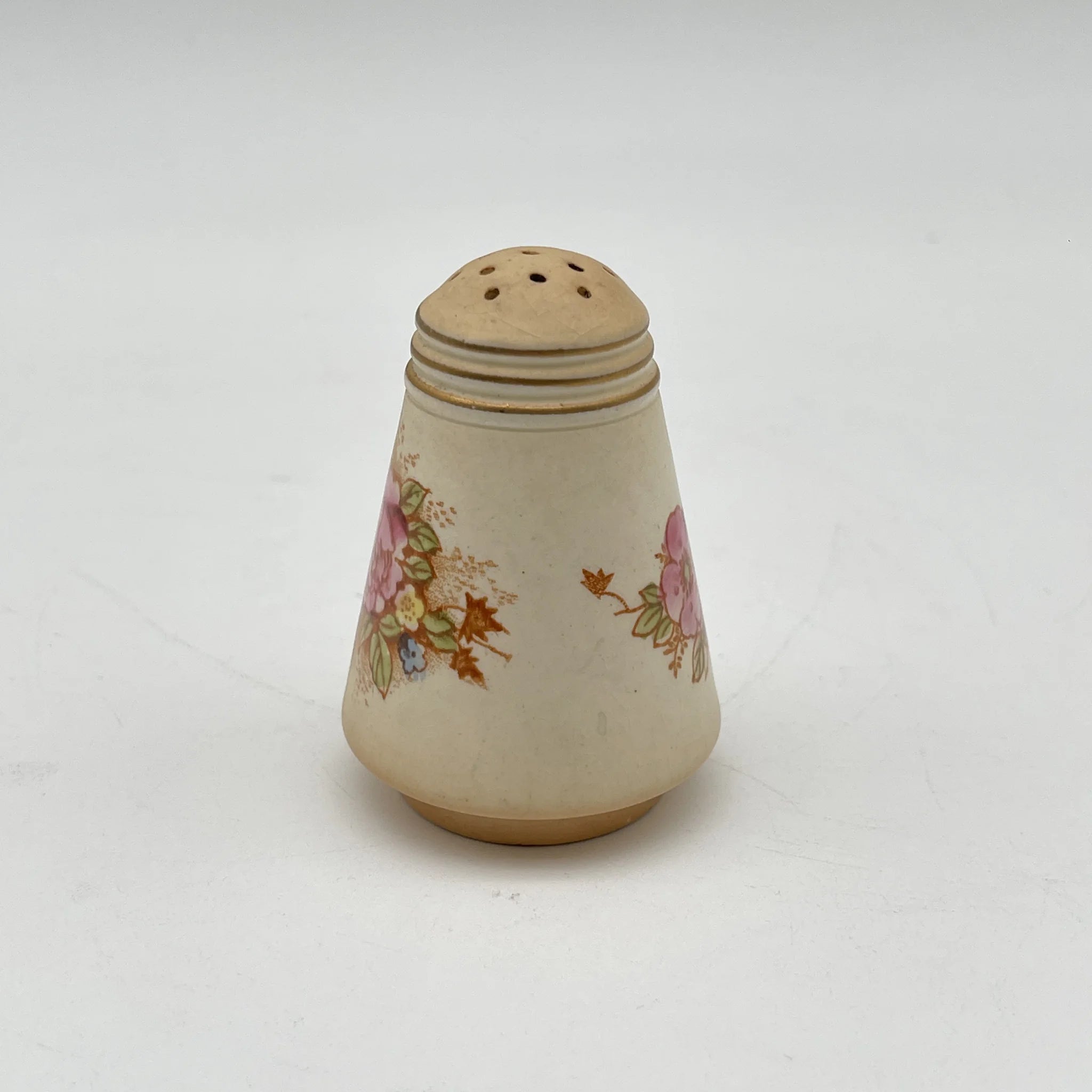 【アンティーク】 調味料入れ3P+スタンド付 / Crown Devon (クラウンデボン) / Spring / 1910-1920年代 / 陶器 / イギリス / ソルトシェーカー, ペッパーポット, マスタードポット