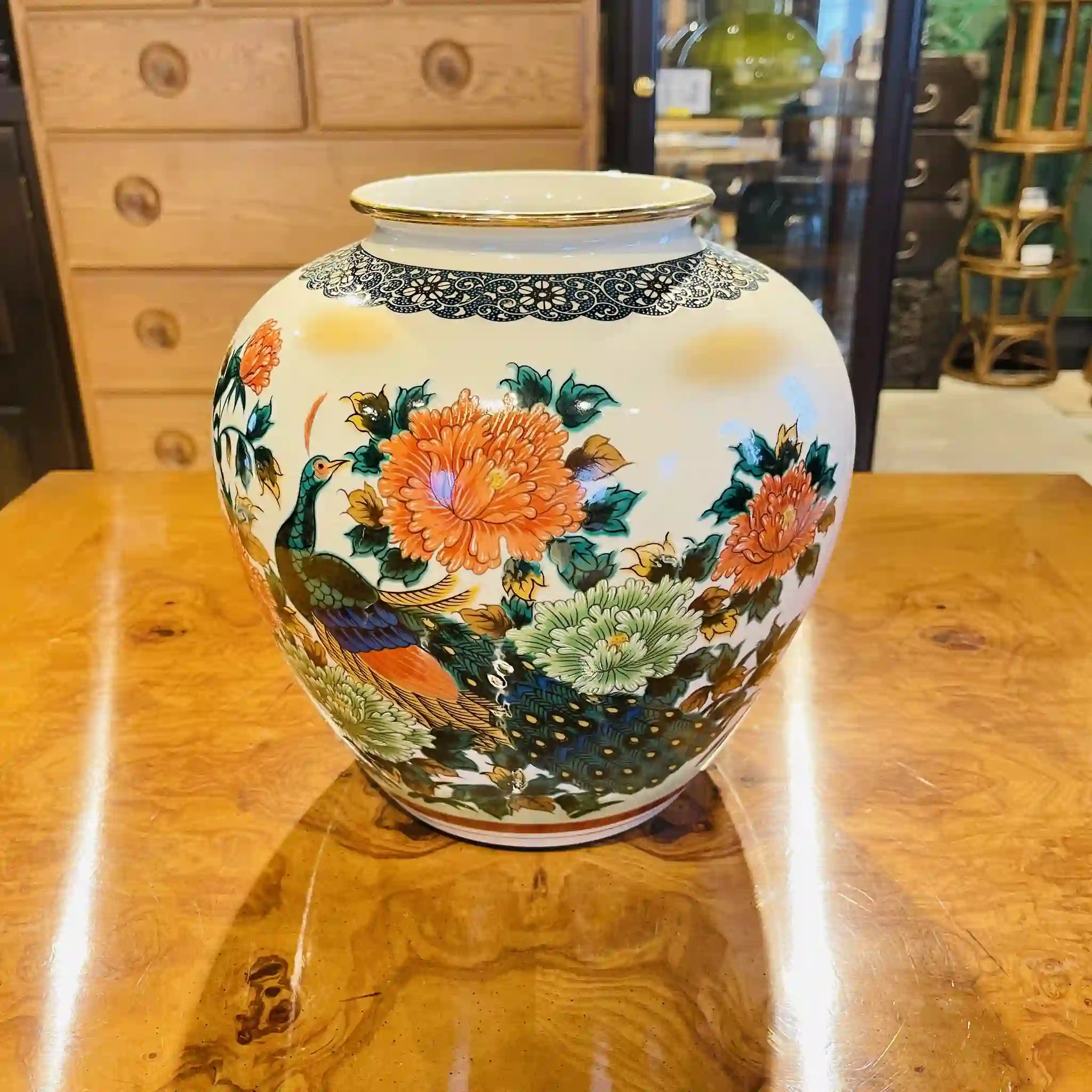 【骨董品】 花鳥花瓶 / 永楽 / 九谷焼