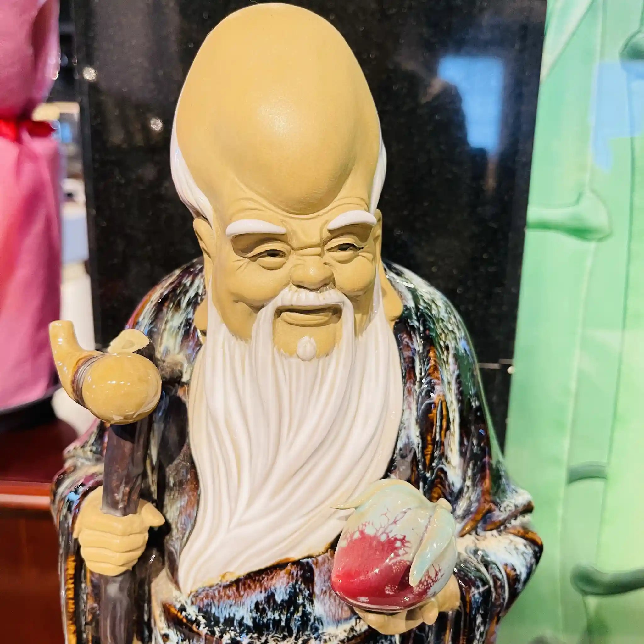 【骨董品】 陶器 桃仙人像 中国