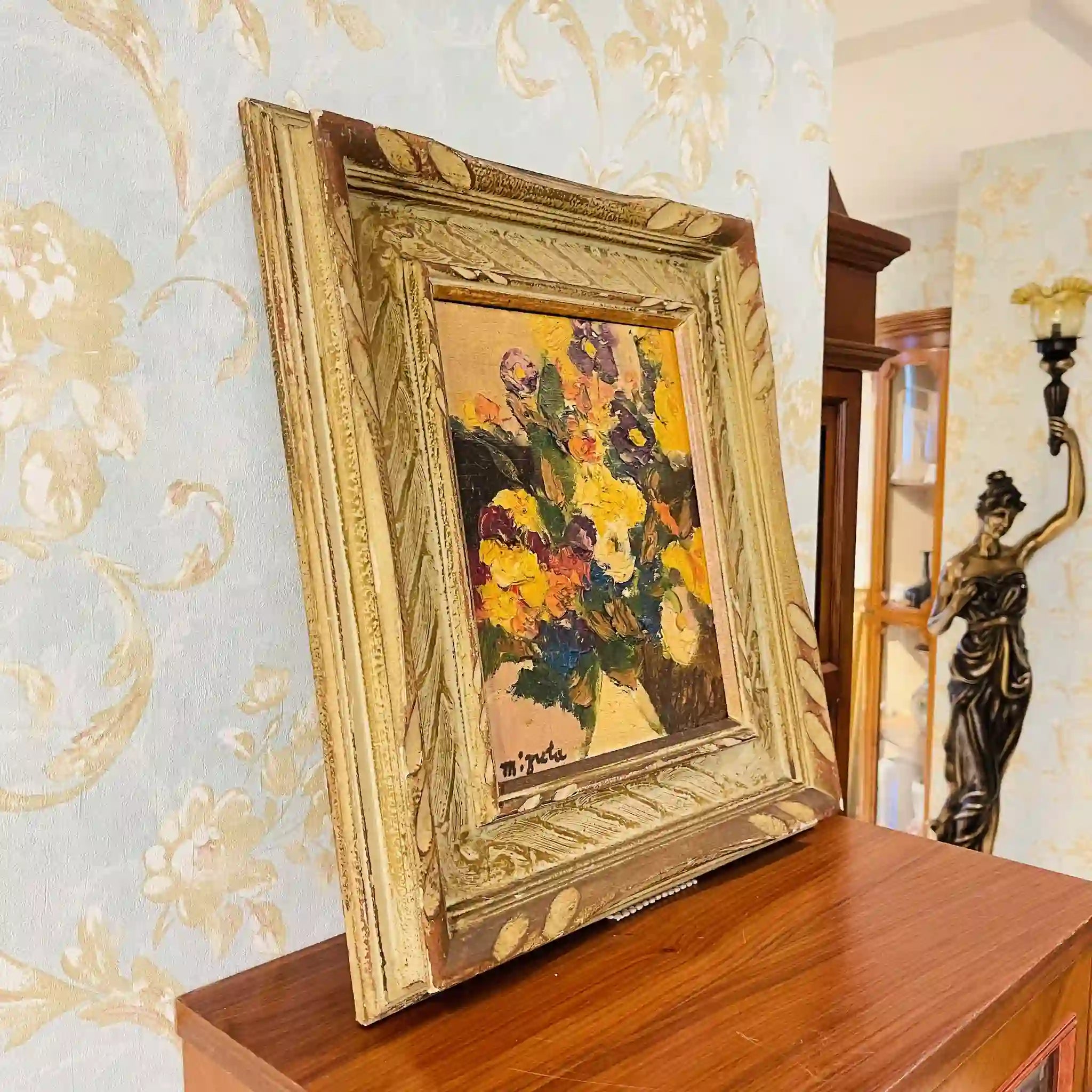 【アート/装飾品】 油彩画 花