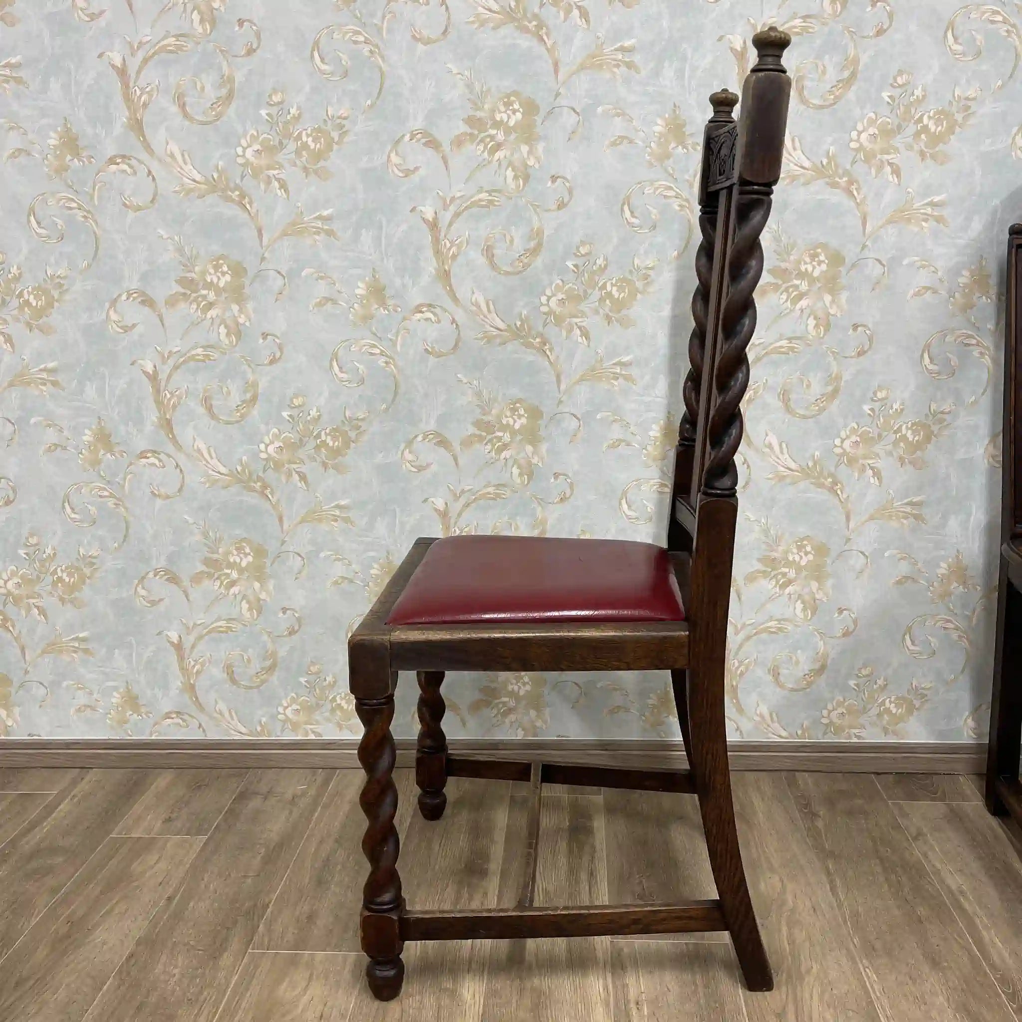 【アンティーク】 ダイニングチェア / カロリアン様式 / 推定19C初頭 / オーク材 / イギリス / バーリー・シュガー・ツイスト, スラット・バック, 葡萄