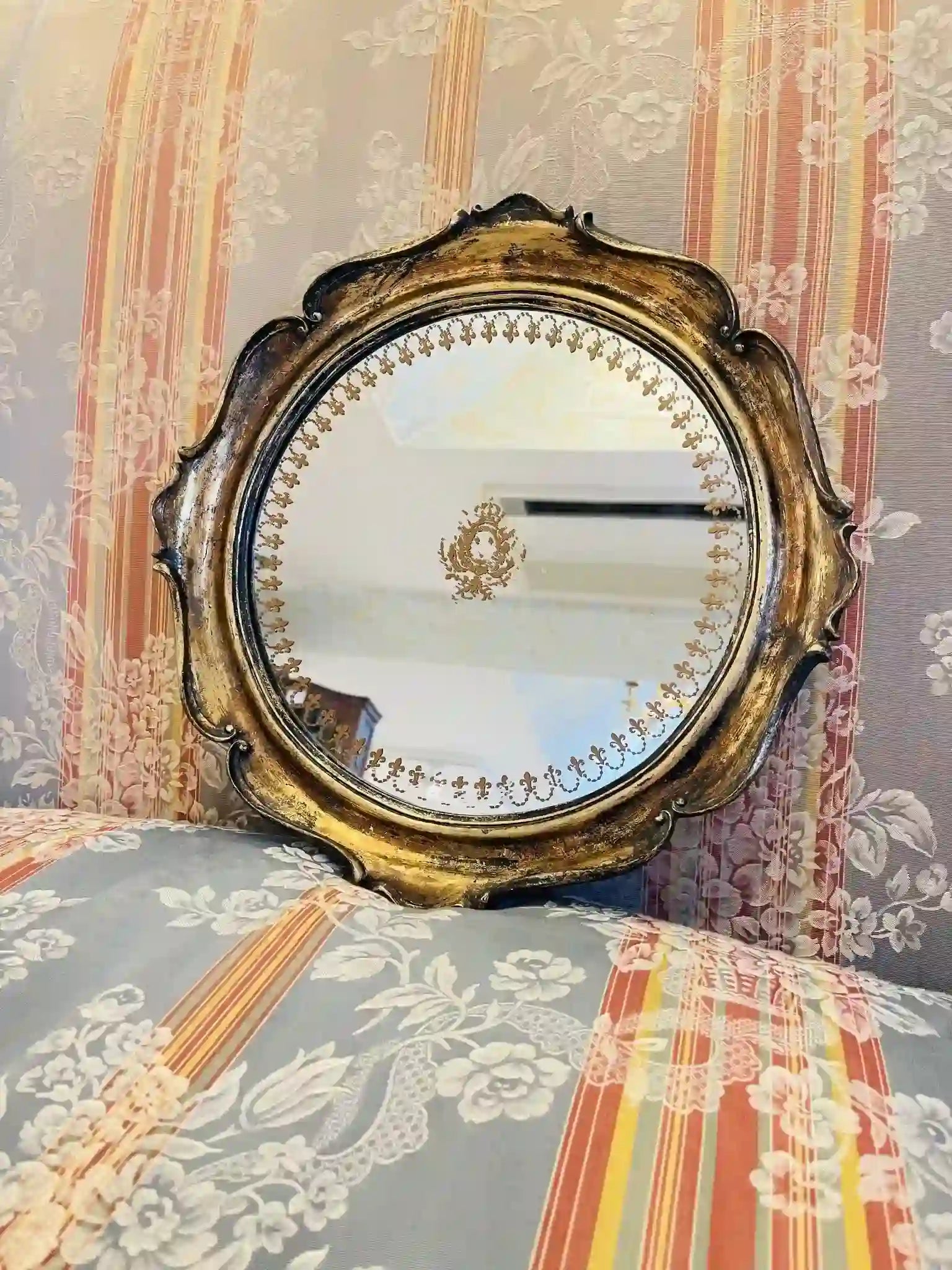 【ビンテージ】 ミラー / 百合の紋章