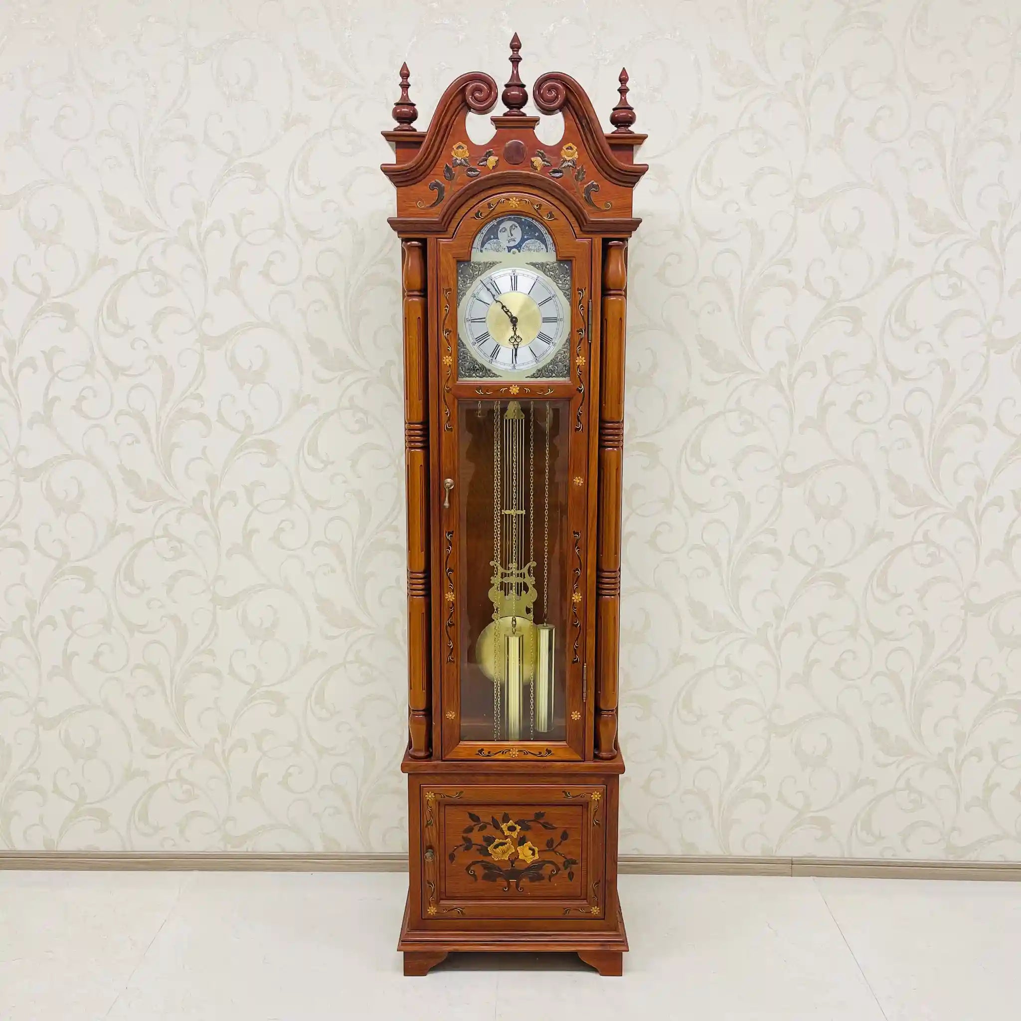 【リユース】 柱時計 / ドイツ / 象嵌(インレイ)