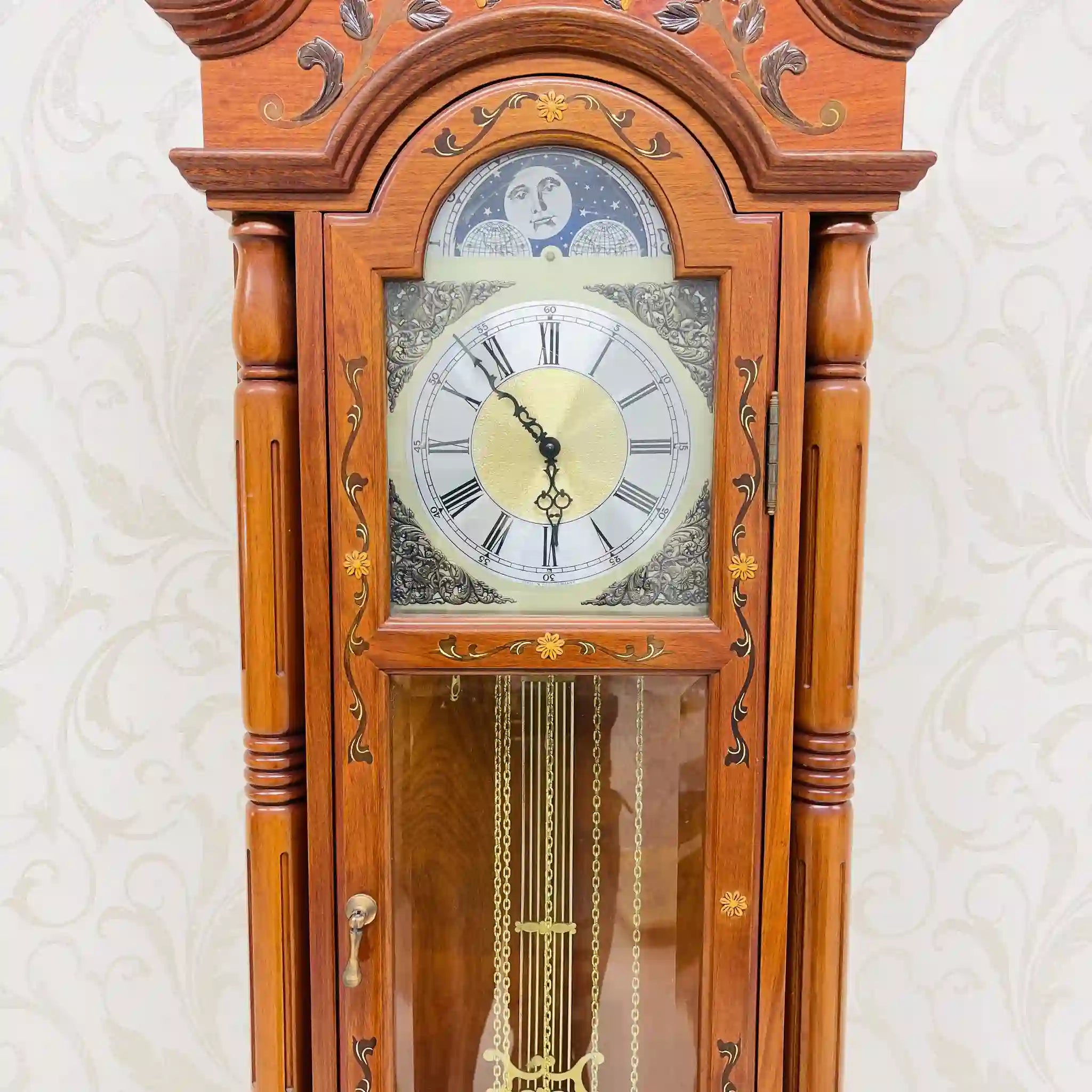 【リユース】 柱時計 / ドイツ / 象嵌(インレイ)