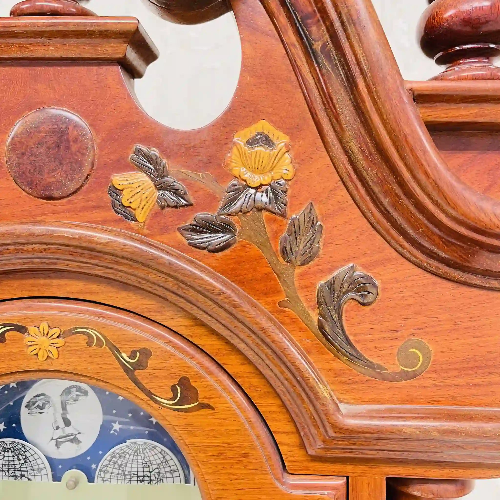 【リユース】 柱時計 / ドイツ / 象嵌(インレイ)