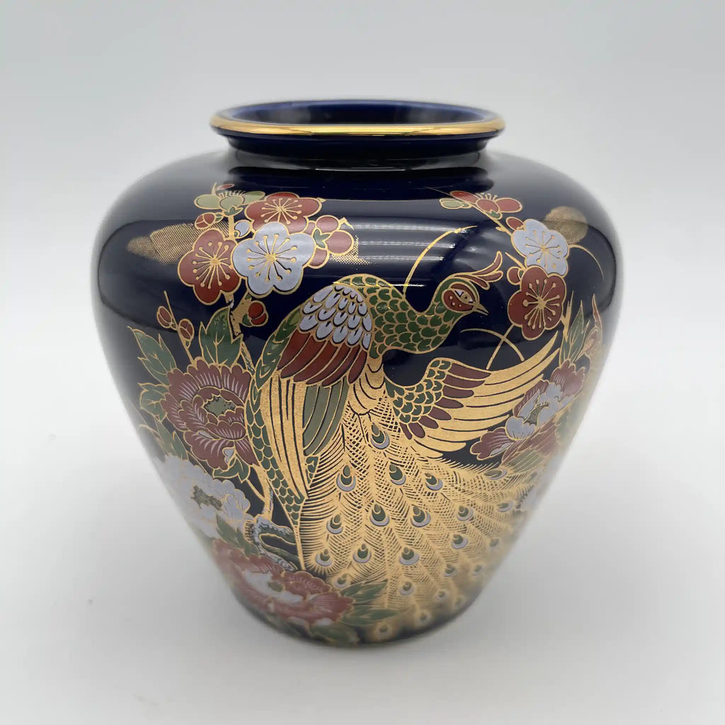 花瓶 / 九谷焼 (推定) / 1970-1980s / 磁器 / 日本 / 孔雀絵付け