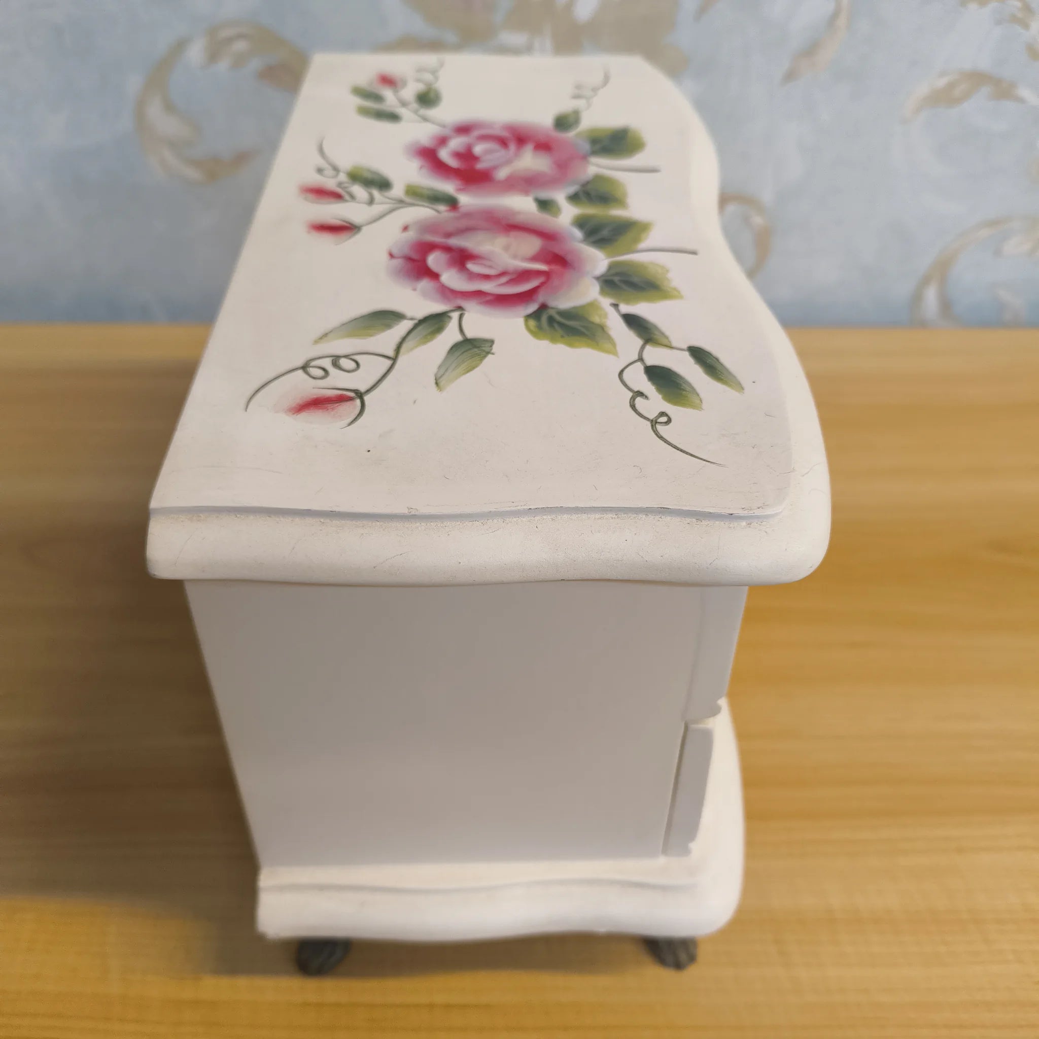 【リユース】 ジュエリーボックス (小物入れ) / 20C後期 / 木製 / 薔薇, ハンドペイント