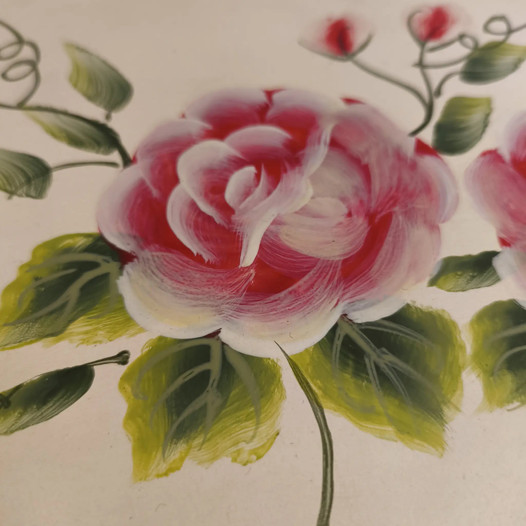 【リユース】 ジュエリーボックス (小物入れ) / 20C後期 / 木製 / 薔薇, ハンドペイント