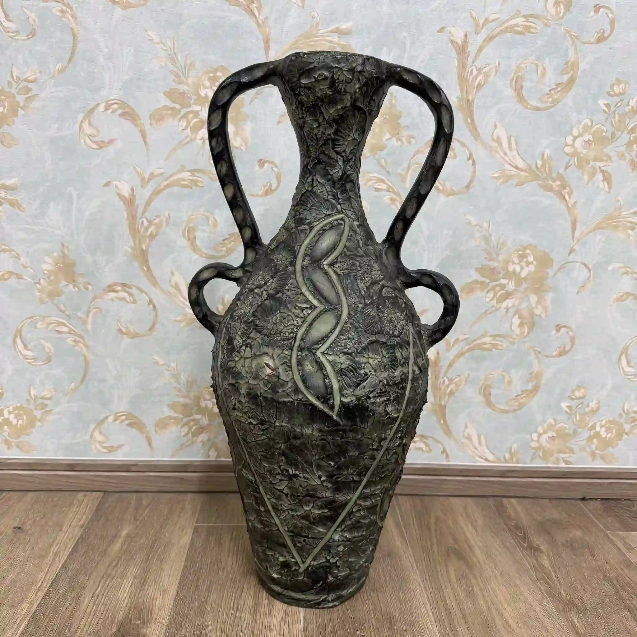 【复古】花瓶/ 20世纪/陶瓷/英国/双花型,双手柄,生物成型