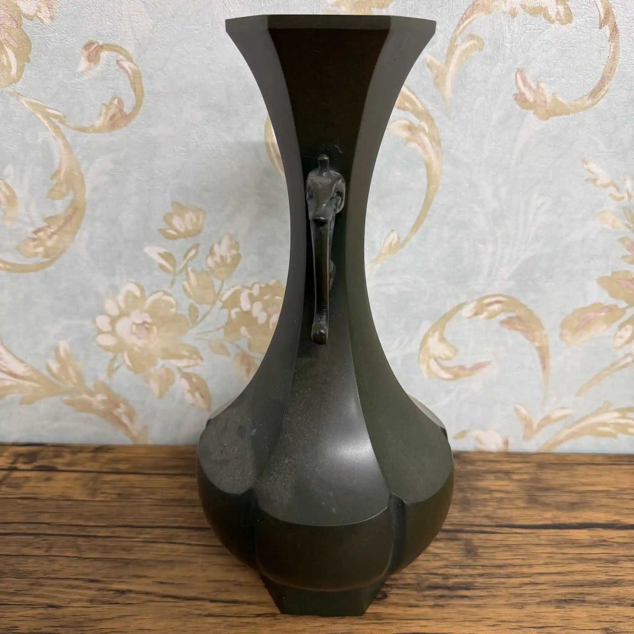 【リユース】 花瓶 / 高岡銅器(推定) / 青銅 / 日本 / 双耳装飾, 青銅鋳物