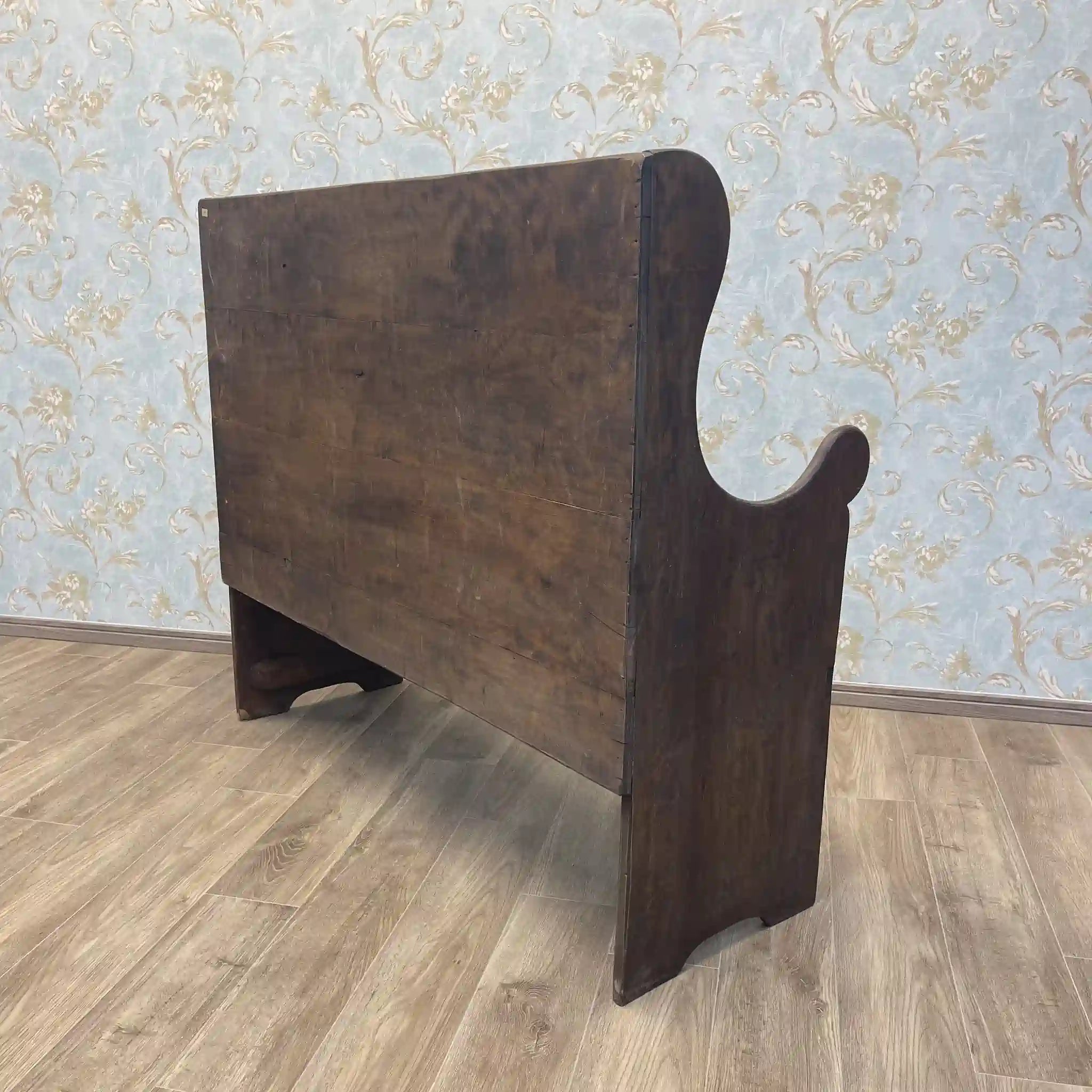 【アンティーク】 チャーチベンチ / 20世紀前期(推定) / ビーチ材 (推定) / イギリス / ハイバック