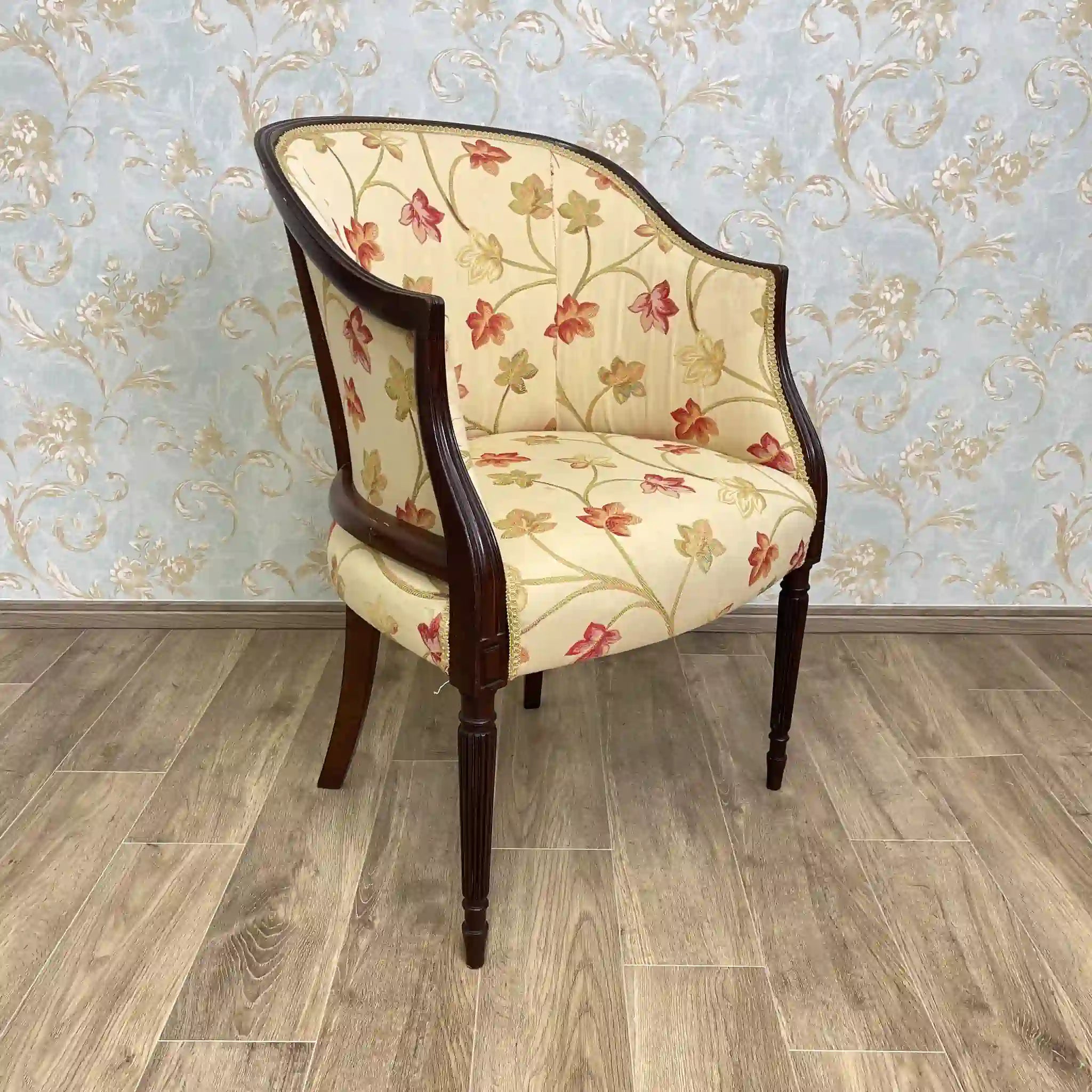 【アンティーク】 ラウンジチェア / リージェンシー様式 / イギリス / 張りぐるみ,テーパー脚,フルーティング