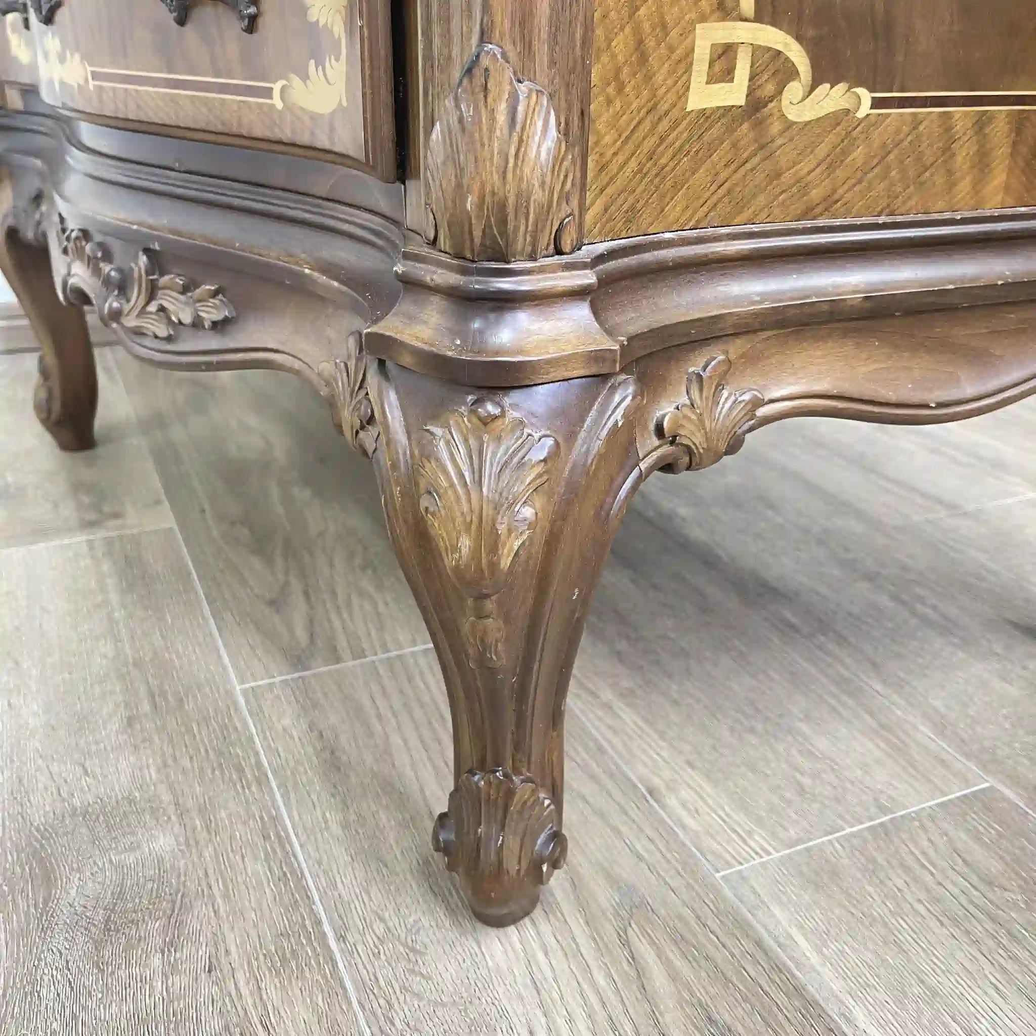 【アンティーク】 サーペンタイン型チェスト / フランス / 象嵌,猫脚