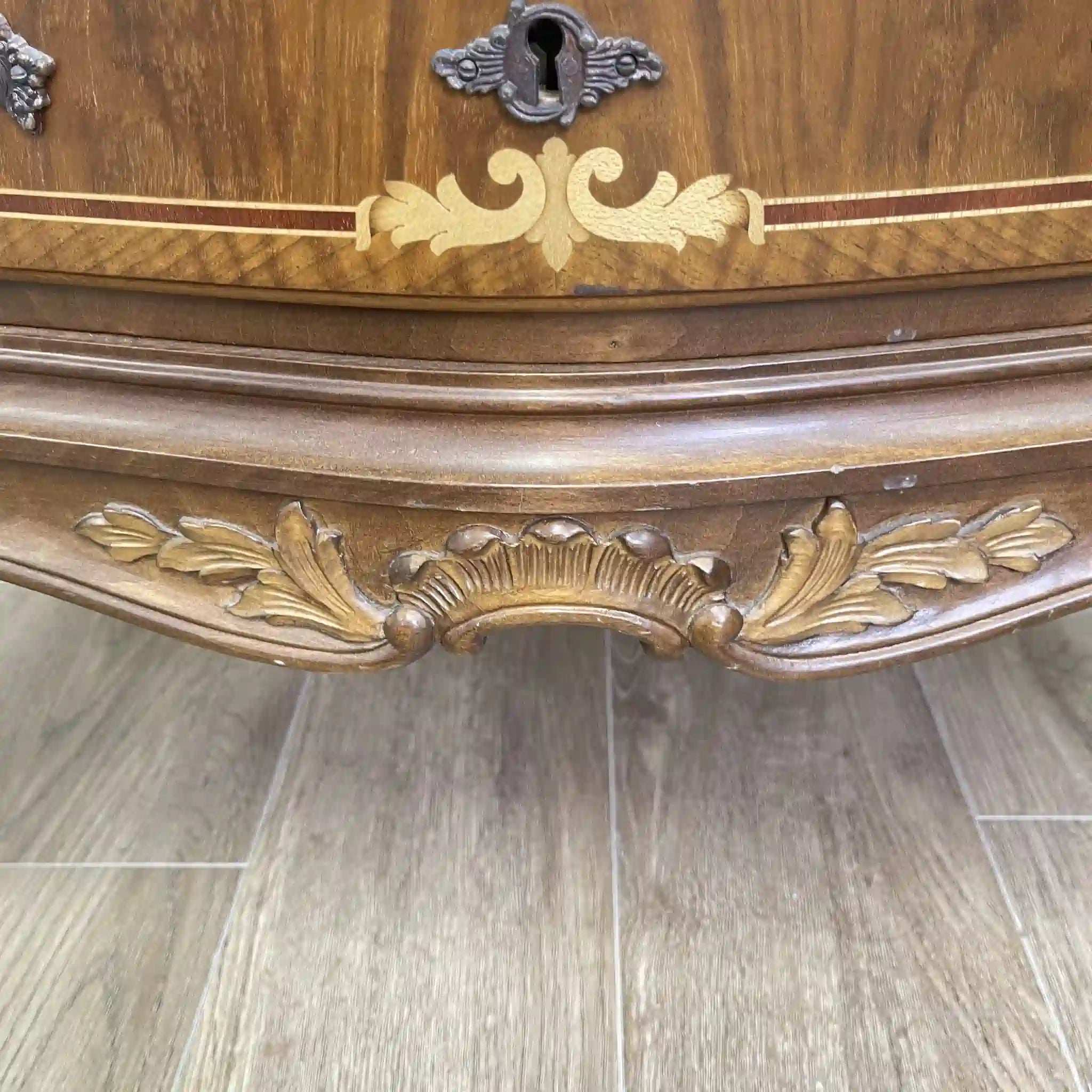 【アンティーク】 サーペンタイン型チェスト / フランス / 象嵌,猫脚