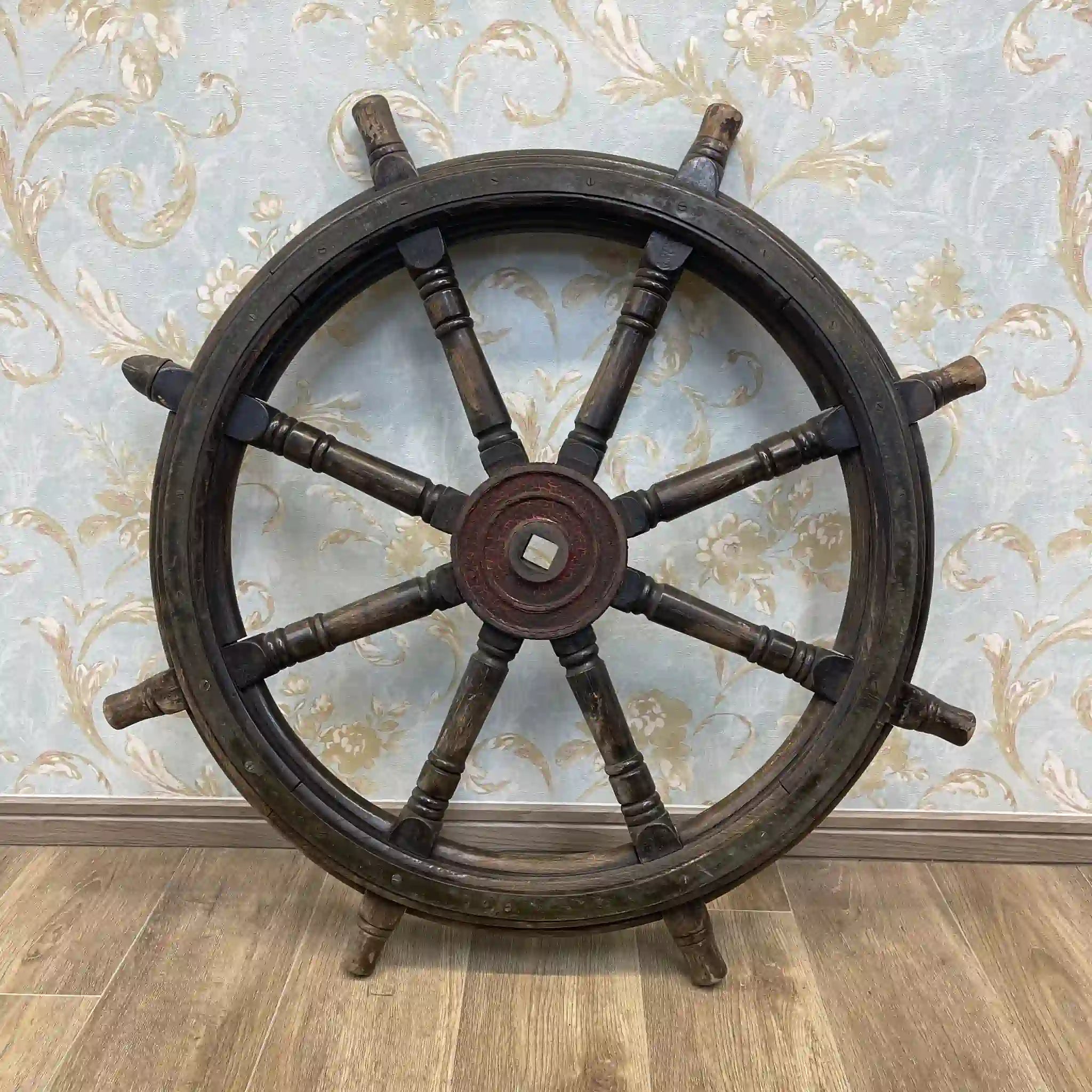 【アンティーク】 舵輪 / 木工,スポーク構造,ペグ付き