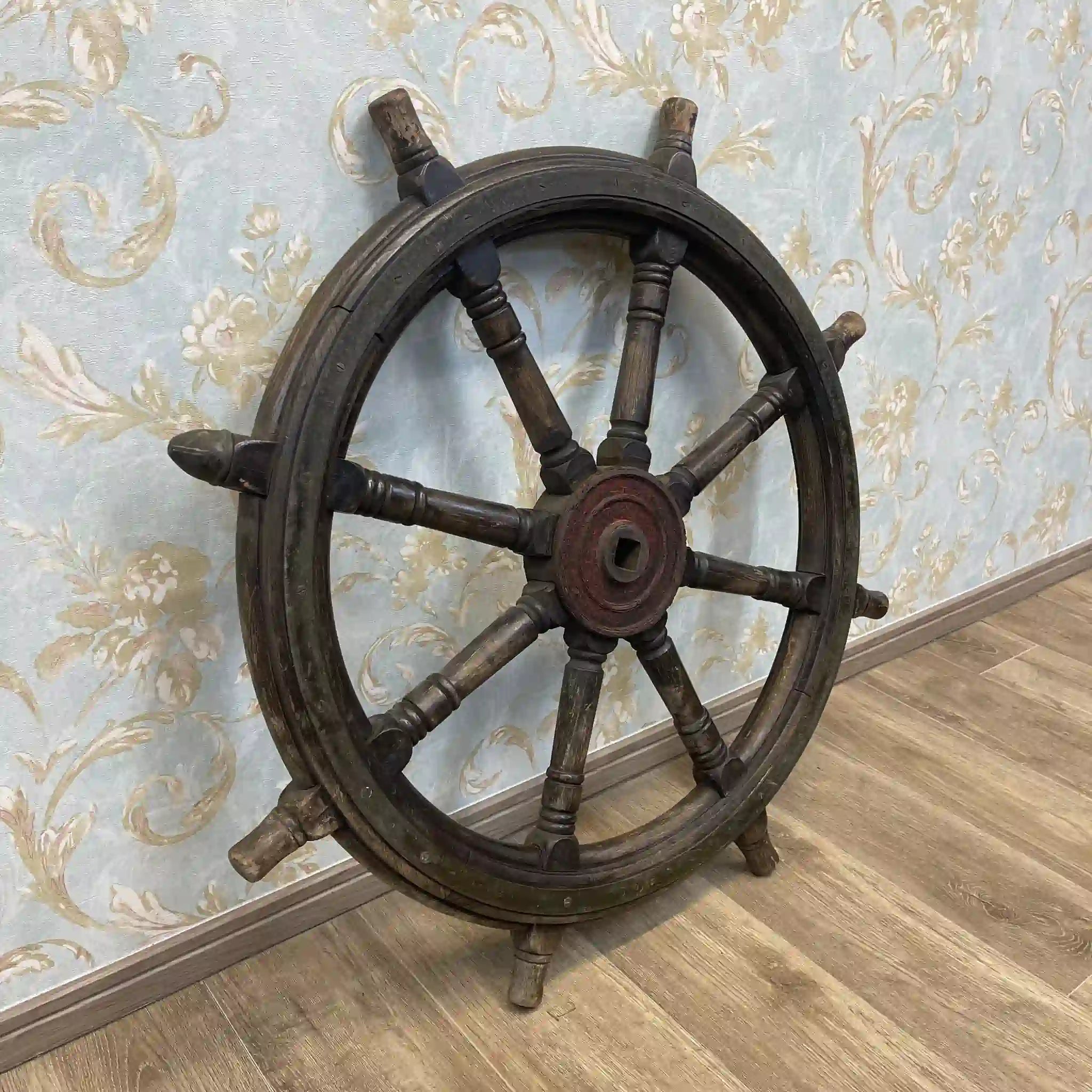 【アンティーク】 舵輪 / 木工,スポーク構造,ペグ付き