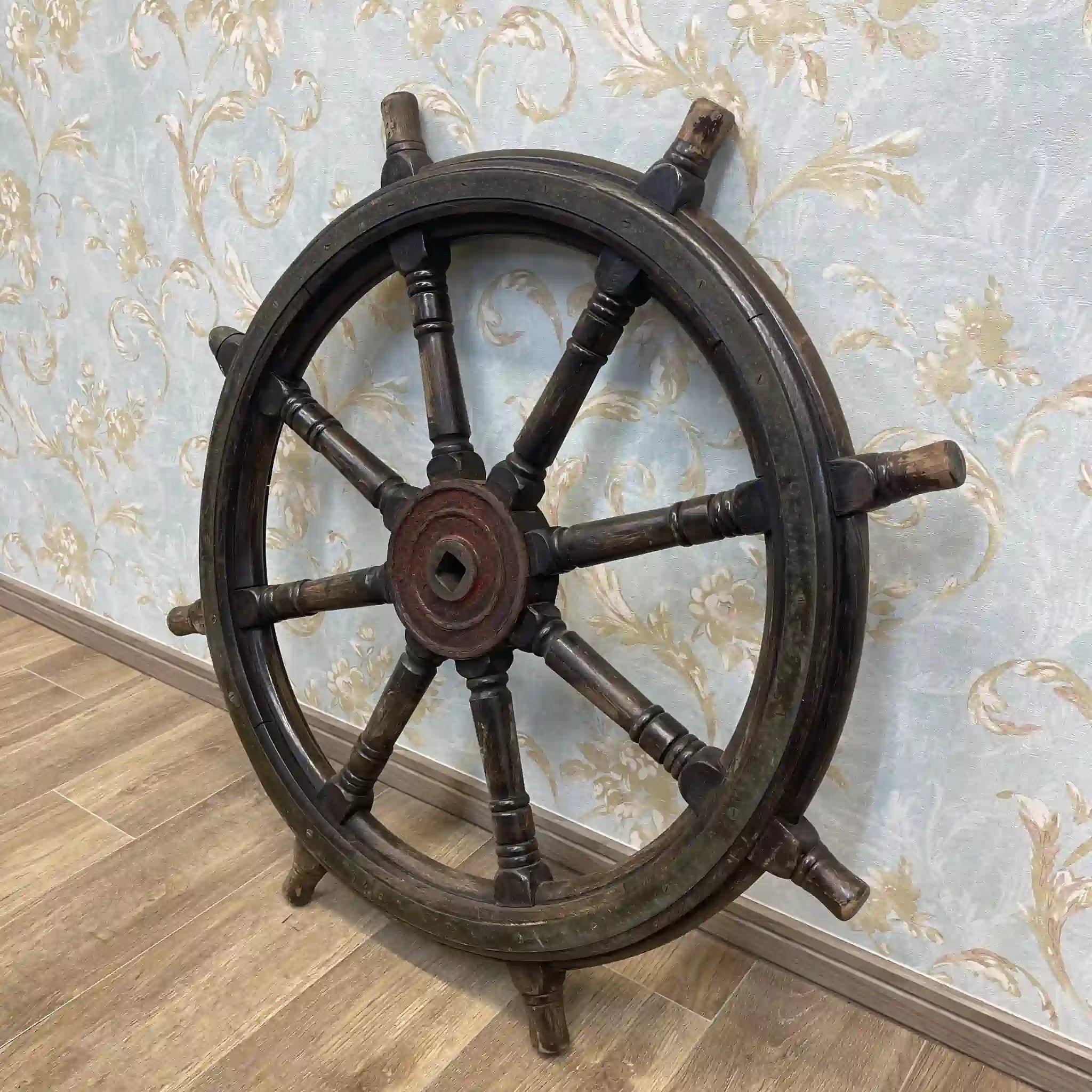【アンティーク】 舵輪 / 木工,スポーク構造,ペグ付き