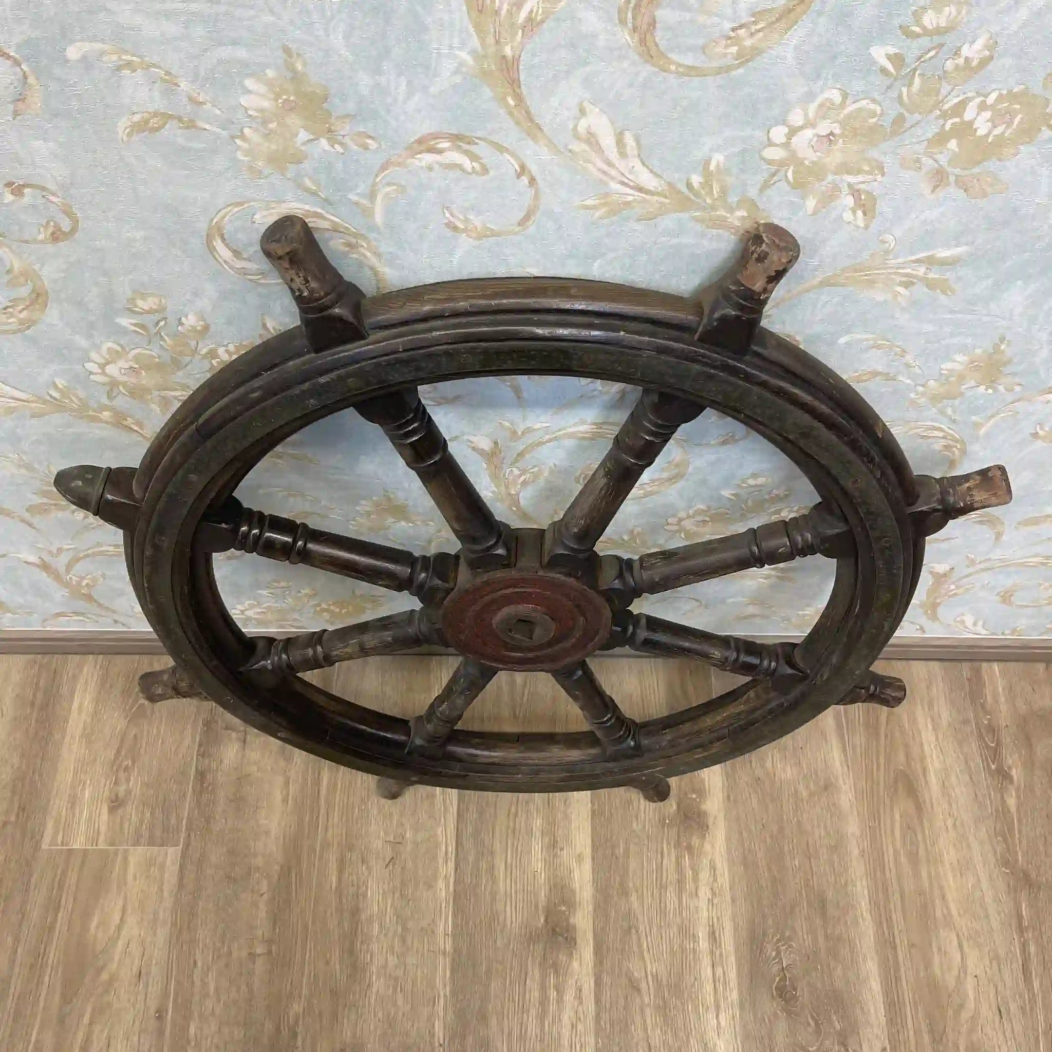 【アンティーク】 舵輪 / 木工,スポーク構造,ペグ付き