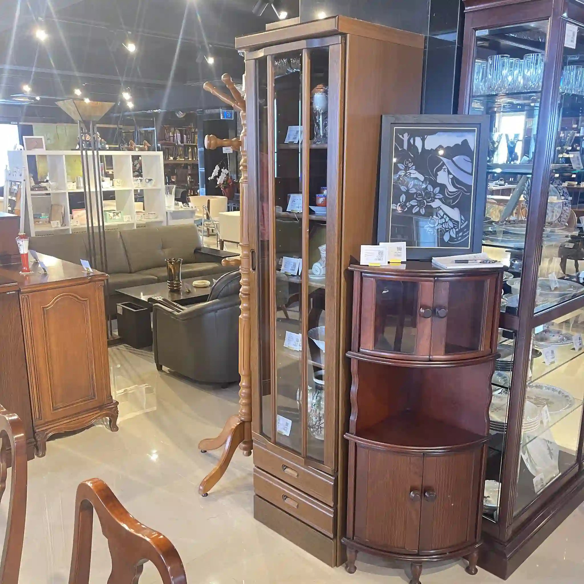 【リユース】 ガラス書棚