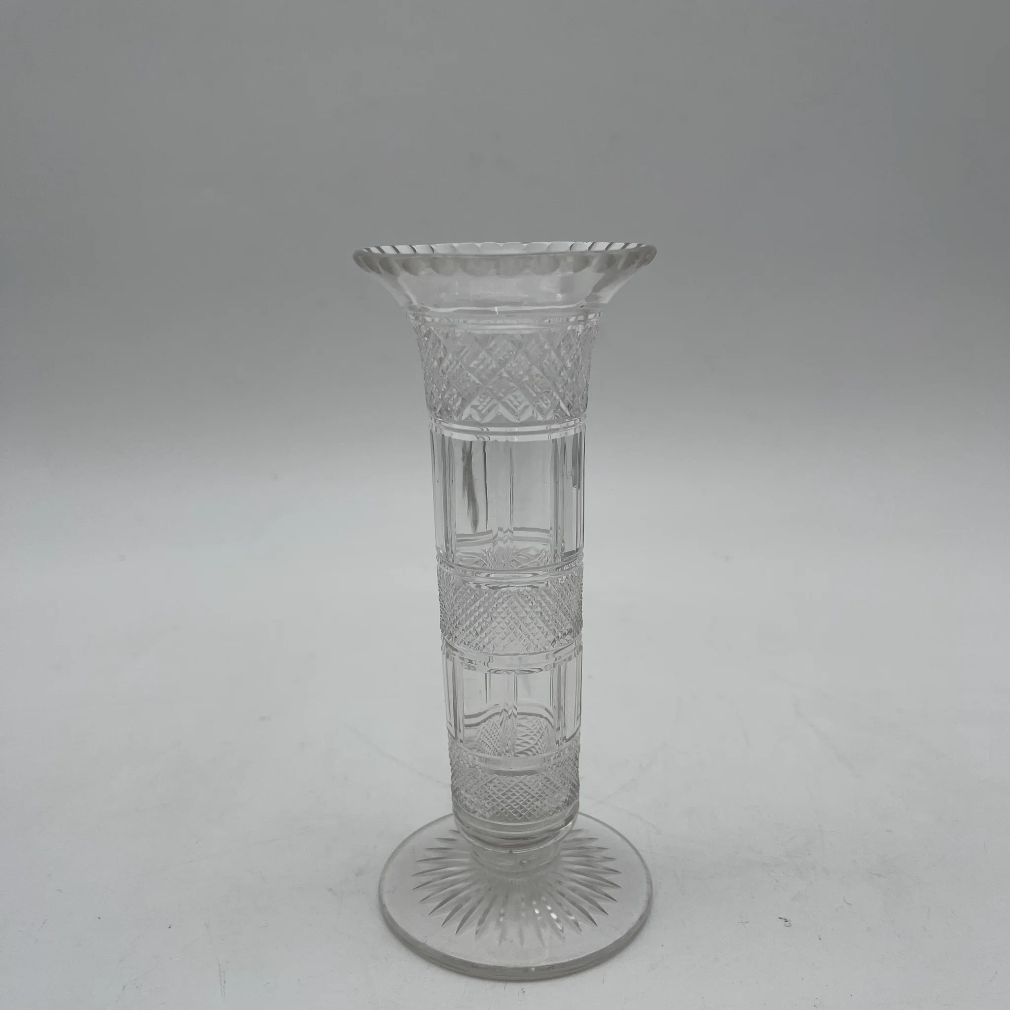 【复古】花卉基地(花瓶)/估计20c前期-中期/水晶玻璃/欧洲/切割玻璃,钻石切割
