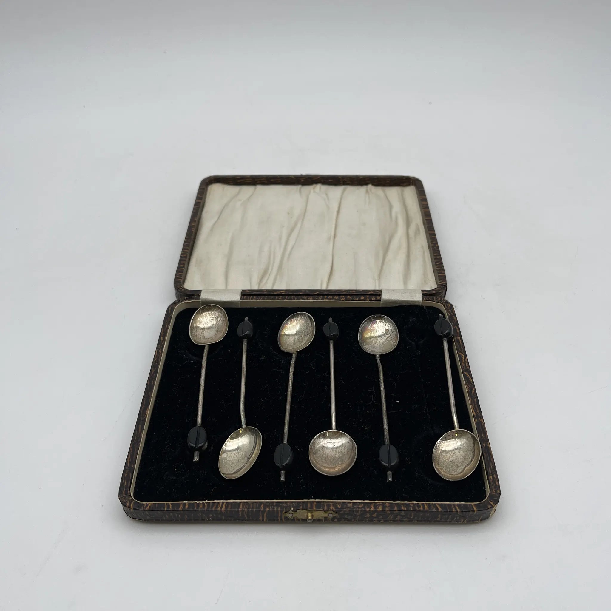 【古董】咖啡匙6p / Maxwell & Sons (Maxwell & Sons) / 1920s /斯特林银/英国/咖啡豆顶部,盒子