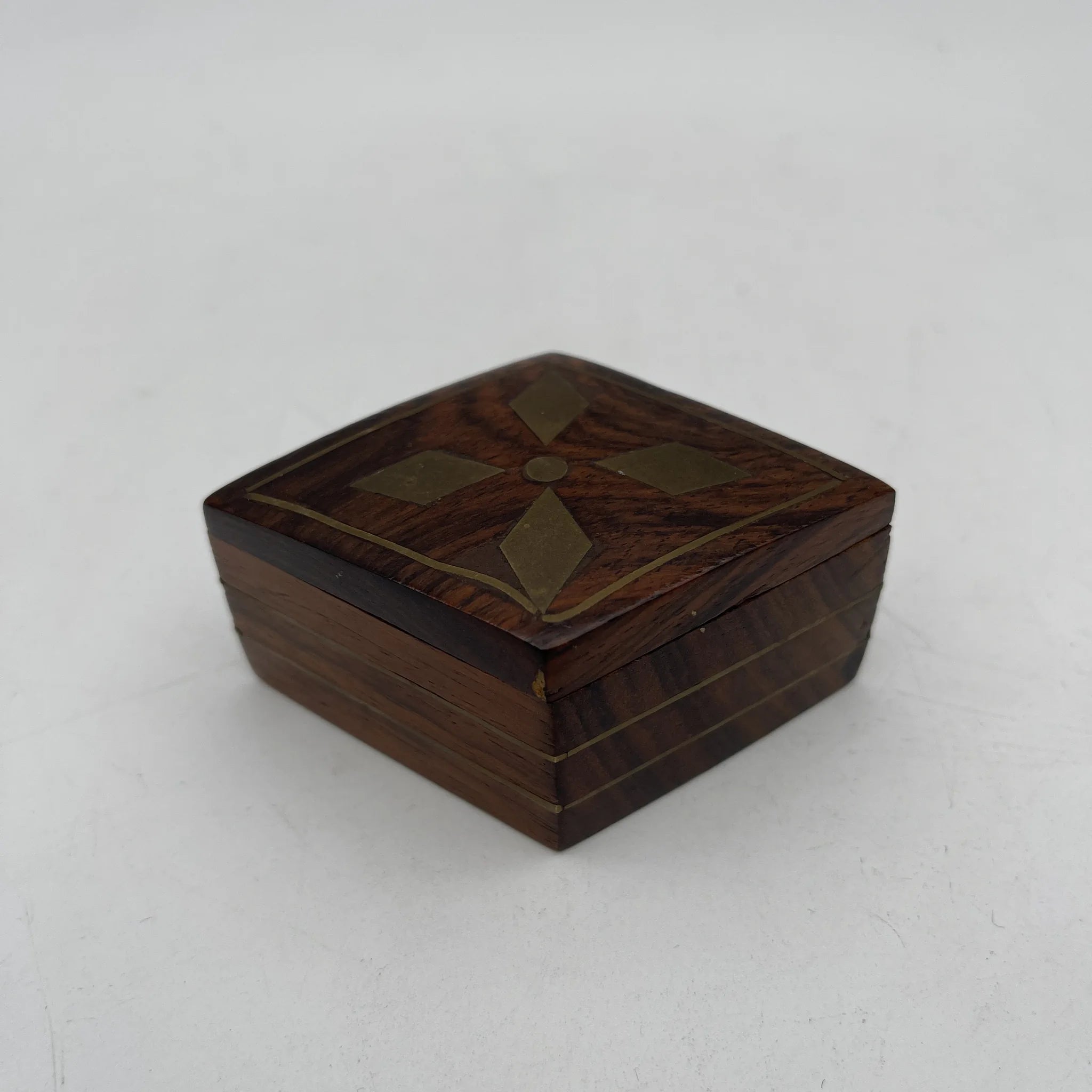 【复古】托林盒(小盒)/ Global Village Crafts /估计1970-1980s /玫瑰木/英国 /铜管衬套