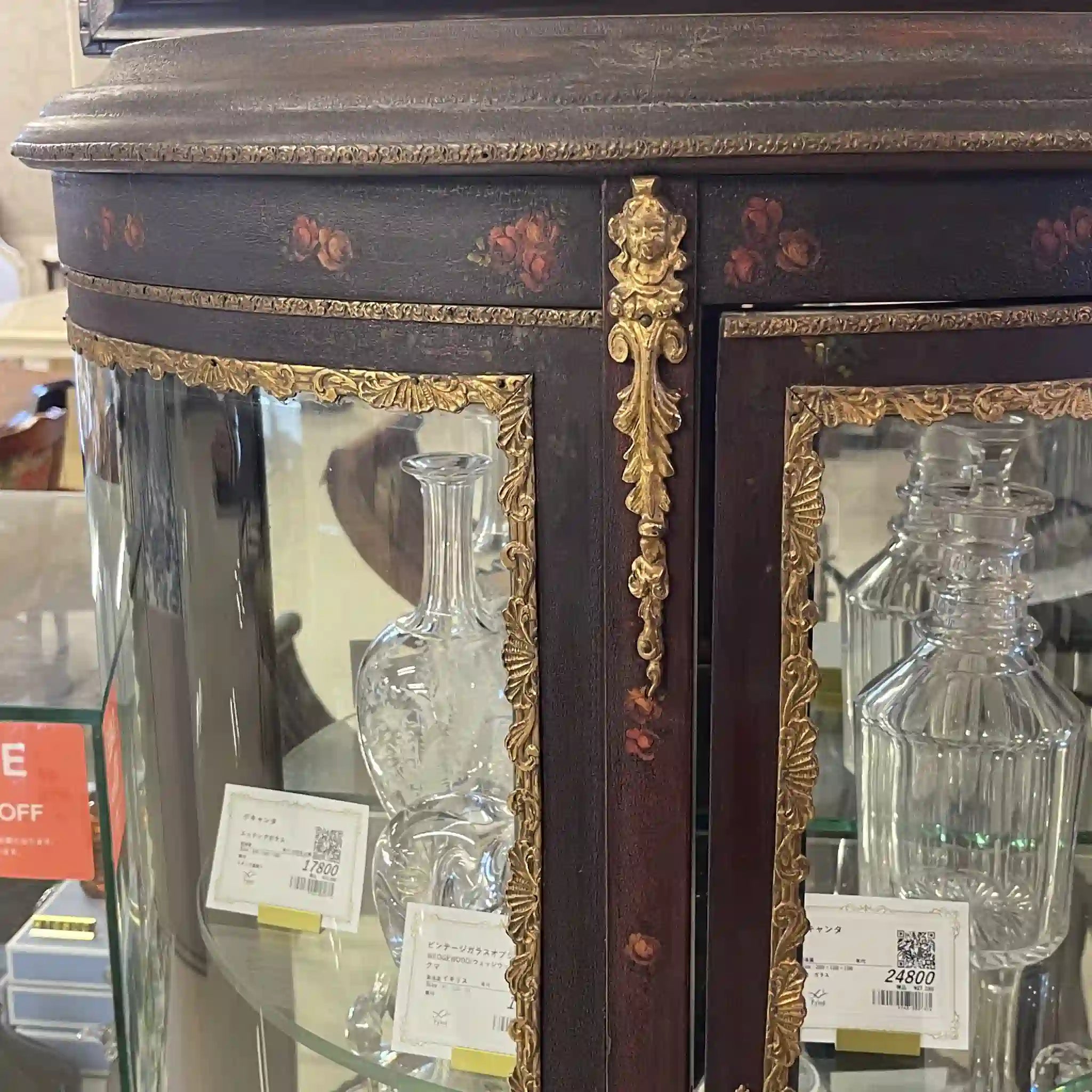 Antique Curio Case / Louis XVI Style / Early 20th Century (Estimated) / Beach Wood (Estimated) / France