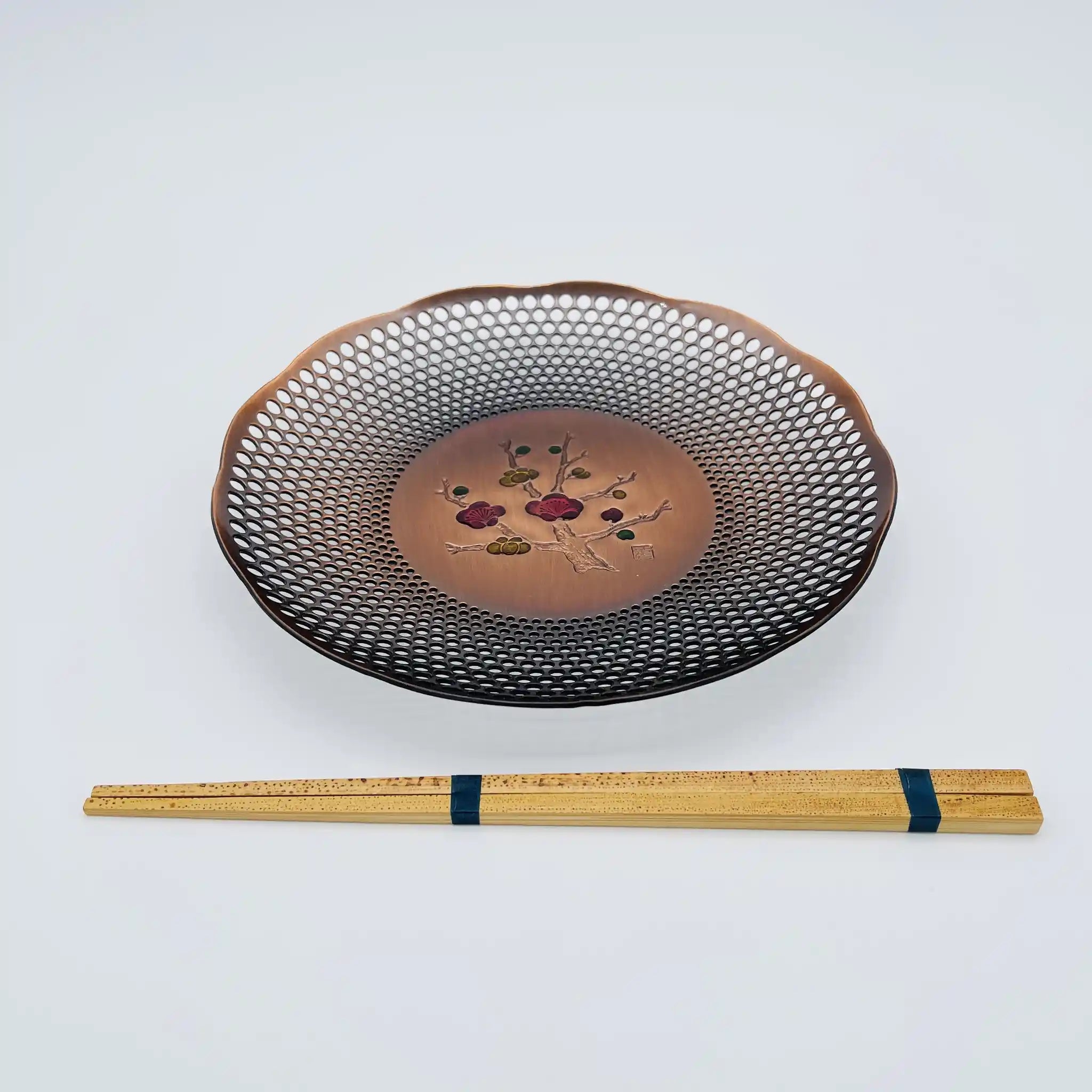 【リユース】 盛皿 / 玉利久 / 銅真鍮 / 日本 / 天然竹箸付き