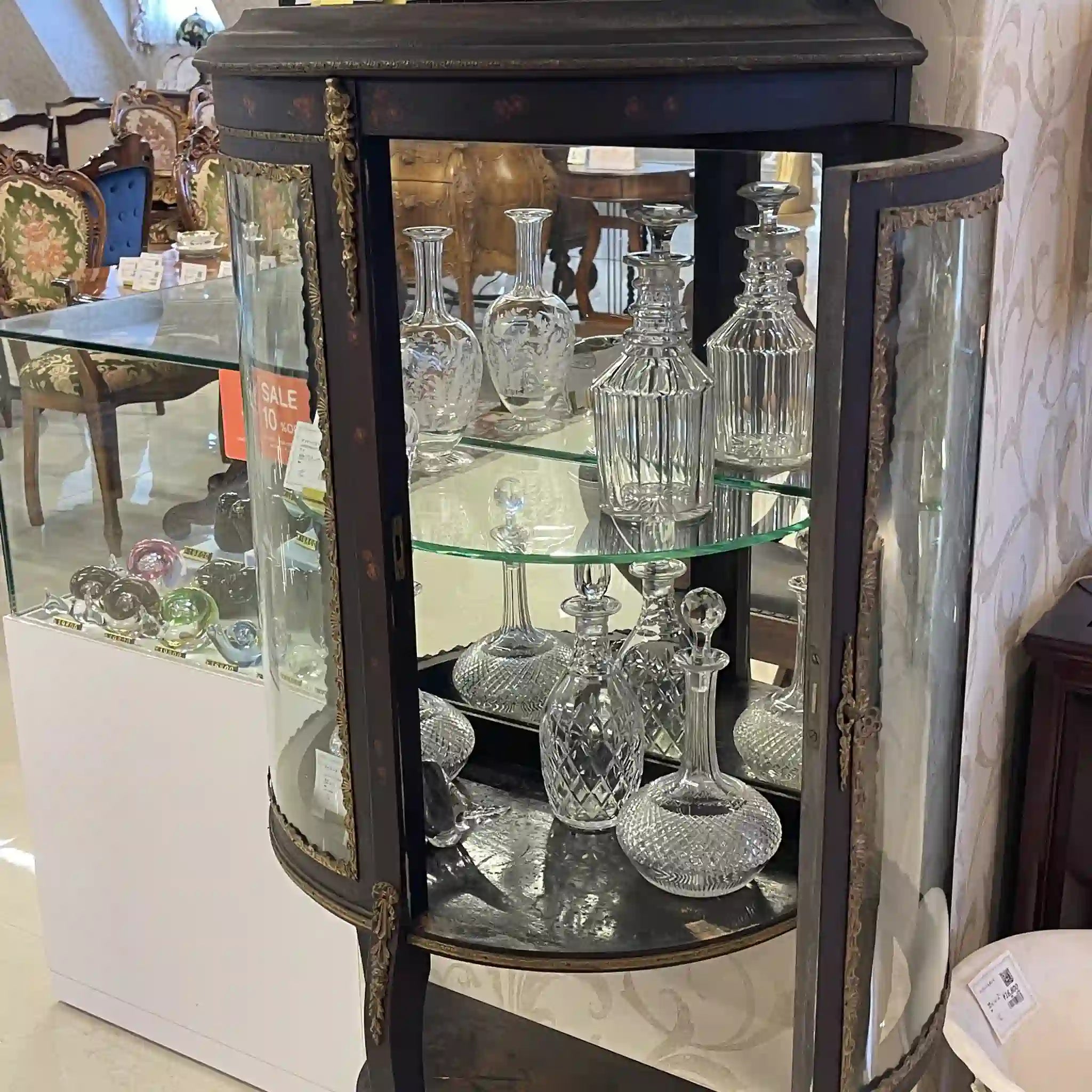 Antique Curio Case / Louis XVI Style / Early 20th Century (Estimated) / Beach Wood (Estimated) / France