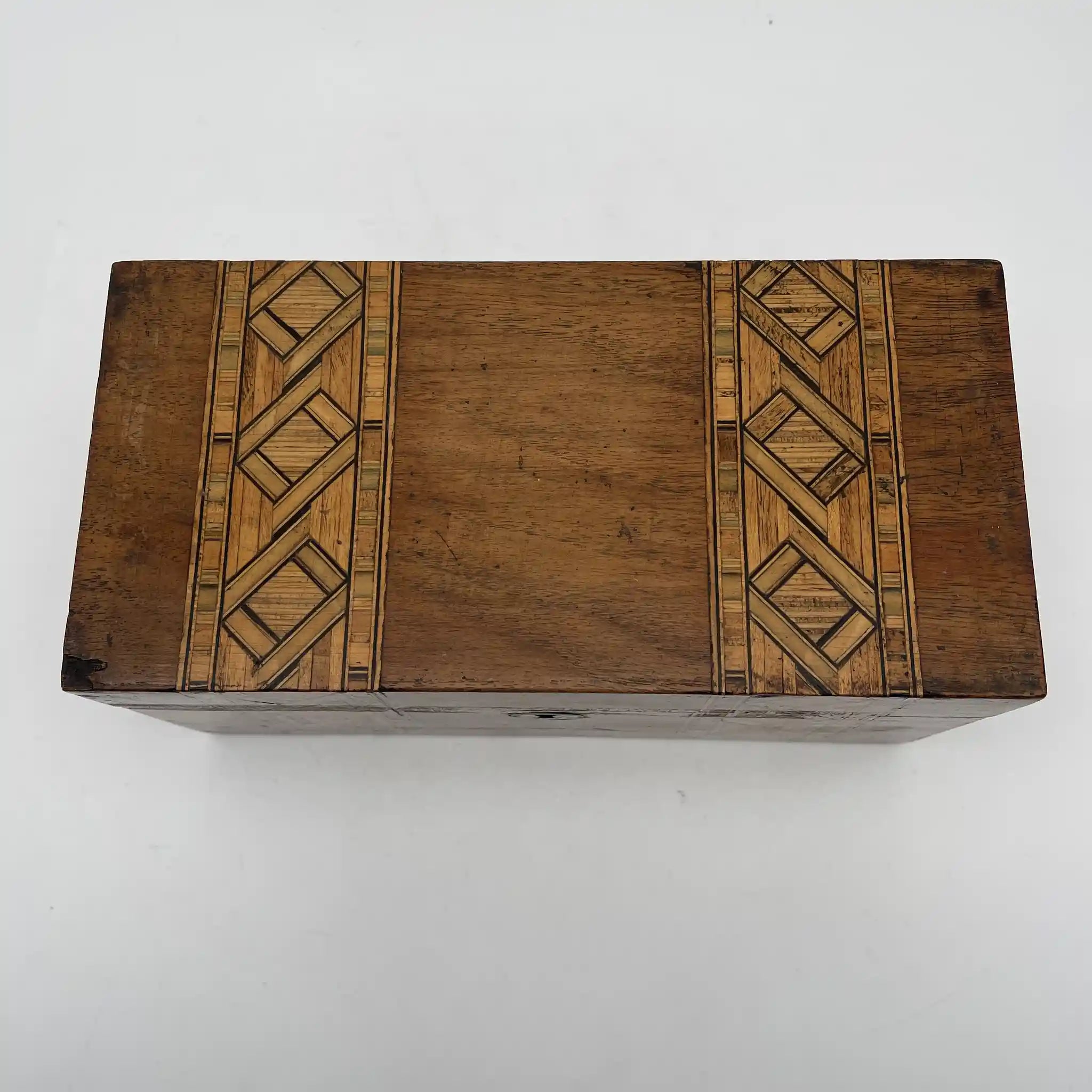 【アンティーク】 トリンケットボックス (小物入れ) / 推定1900前後 / ウォールナット材 / イギリス / パーケットリー