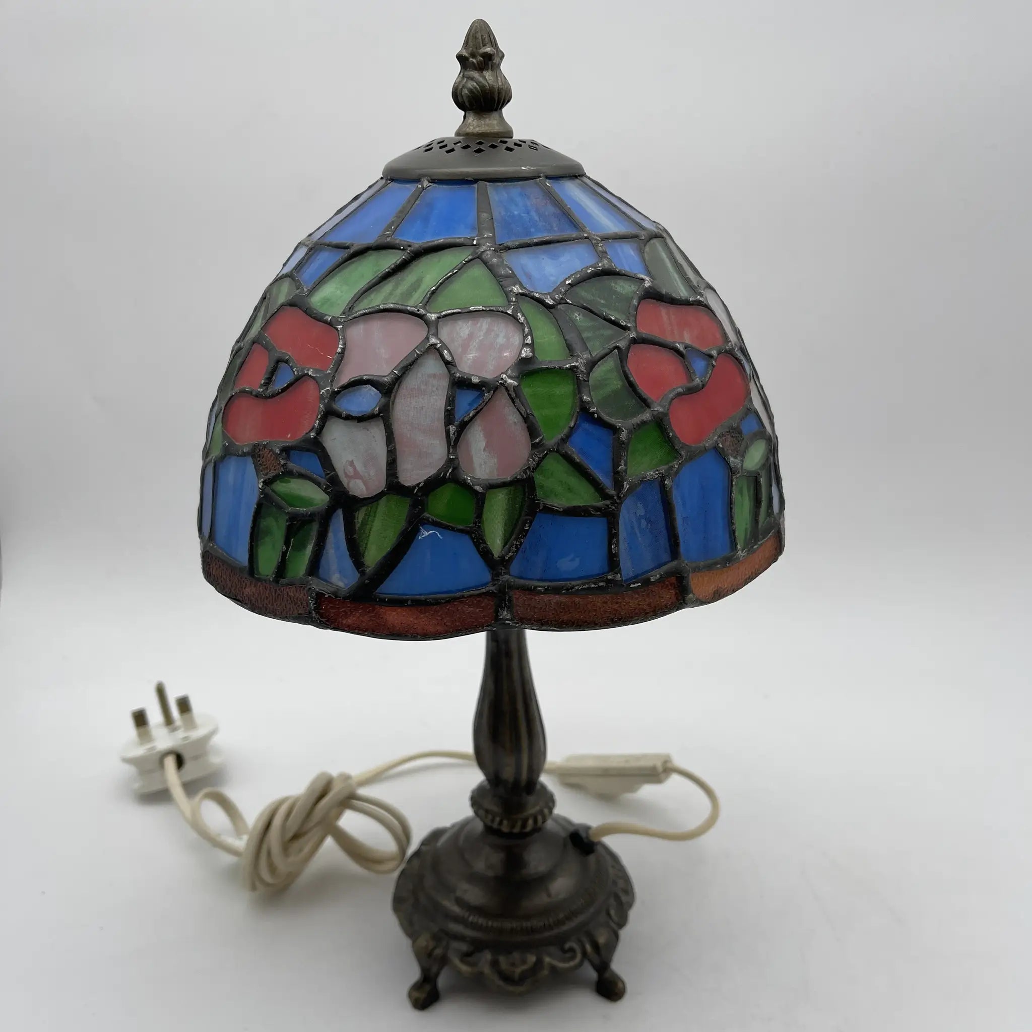 【リユース】 テーブルランプ / ティファニー・スタイル / 20C後期 / ガラス / イギリス / 薔薇