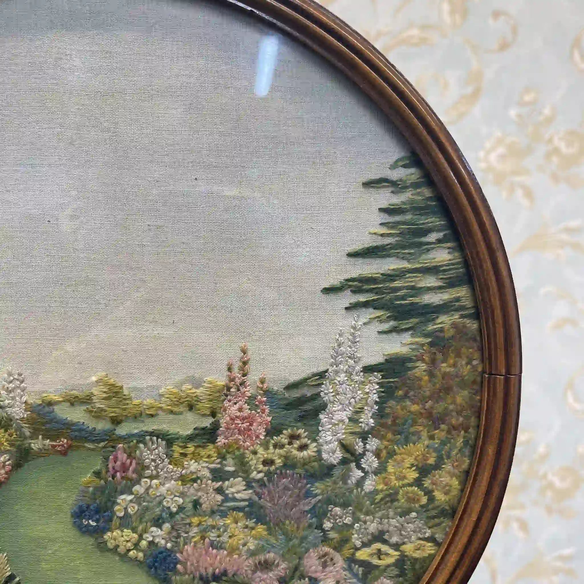 【アンティーク】 ポールスクリーン / 20世紀前後 / イギリス / トライポッド,ニードルポイント,旋盤細工