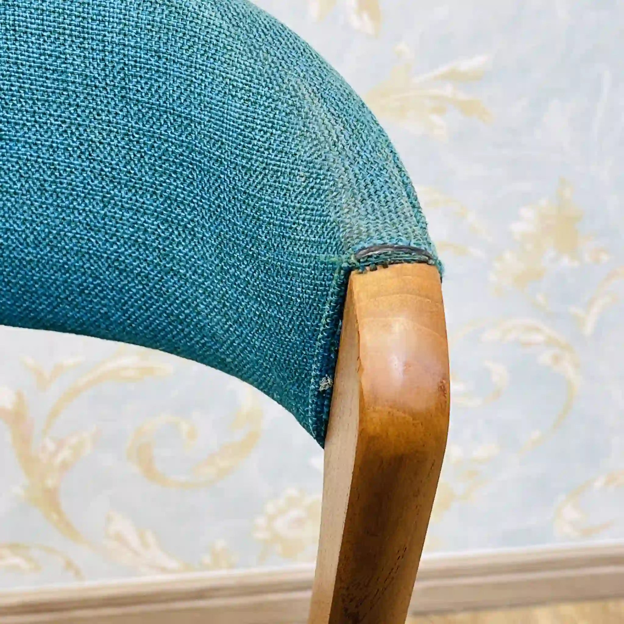 Vintage Antique Lounge Chair / Teak / Danish Style, Scandinavian Style, Wood Refinished, Seat Cushion Replaced