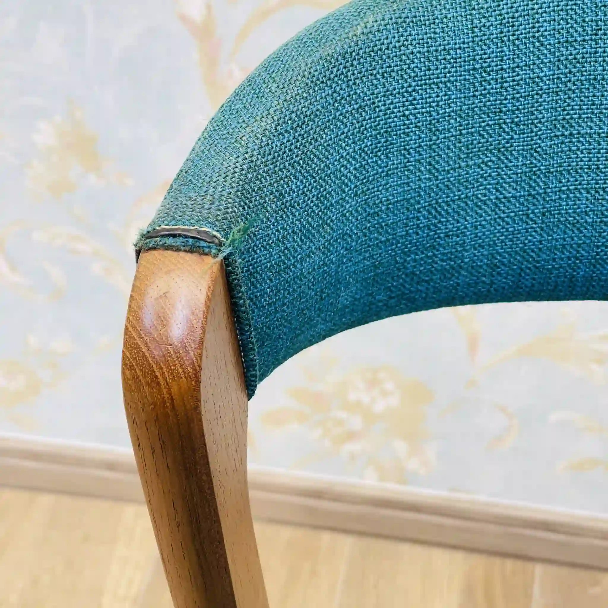 Vintage Antique Lounge Chair / Teak / Danish Style, Scandinavian Style, Wood Refinished, Seat Cushion Replaced